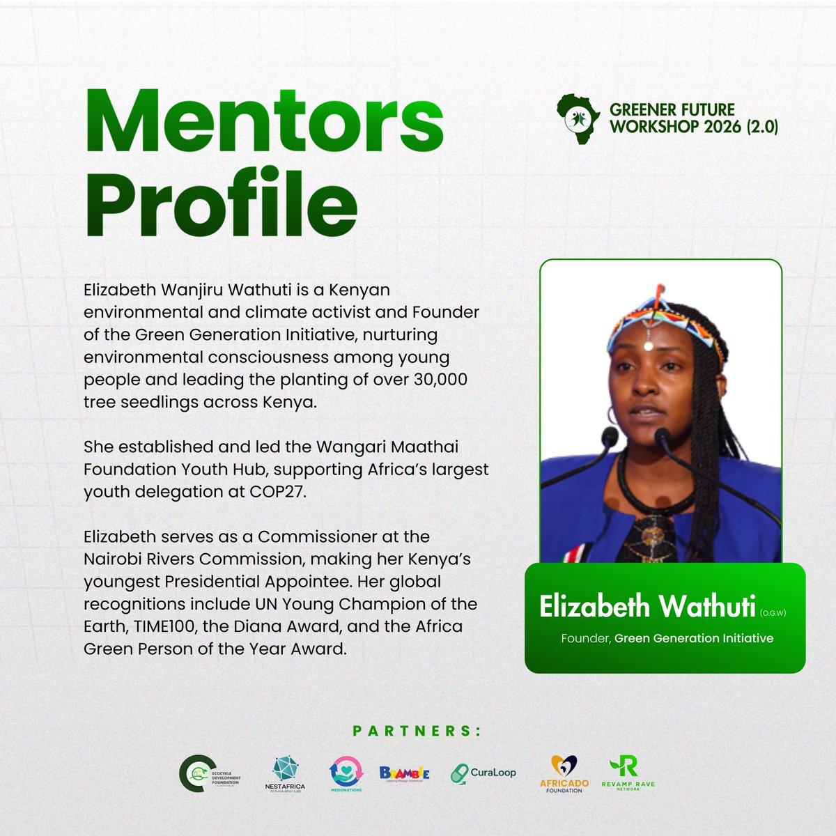 greenerfuture_w's tweet photo. Rooted in environmental justice and youth leadership, @LizWathuti shows what community-centered climate action can achieve.

Founder of the Green Generation Initiative @GGI_Kenya, she has mobilized young people across Kenya and led the planting of over 30,000 trees. https://t.co/Y7G3p6aZFD