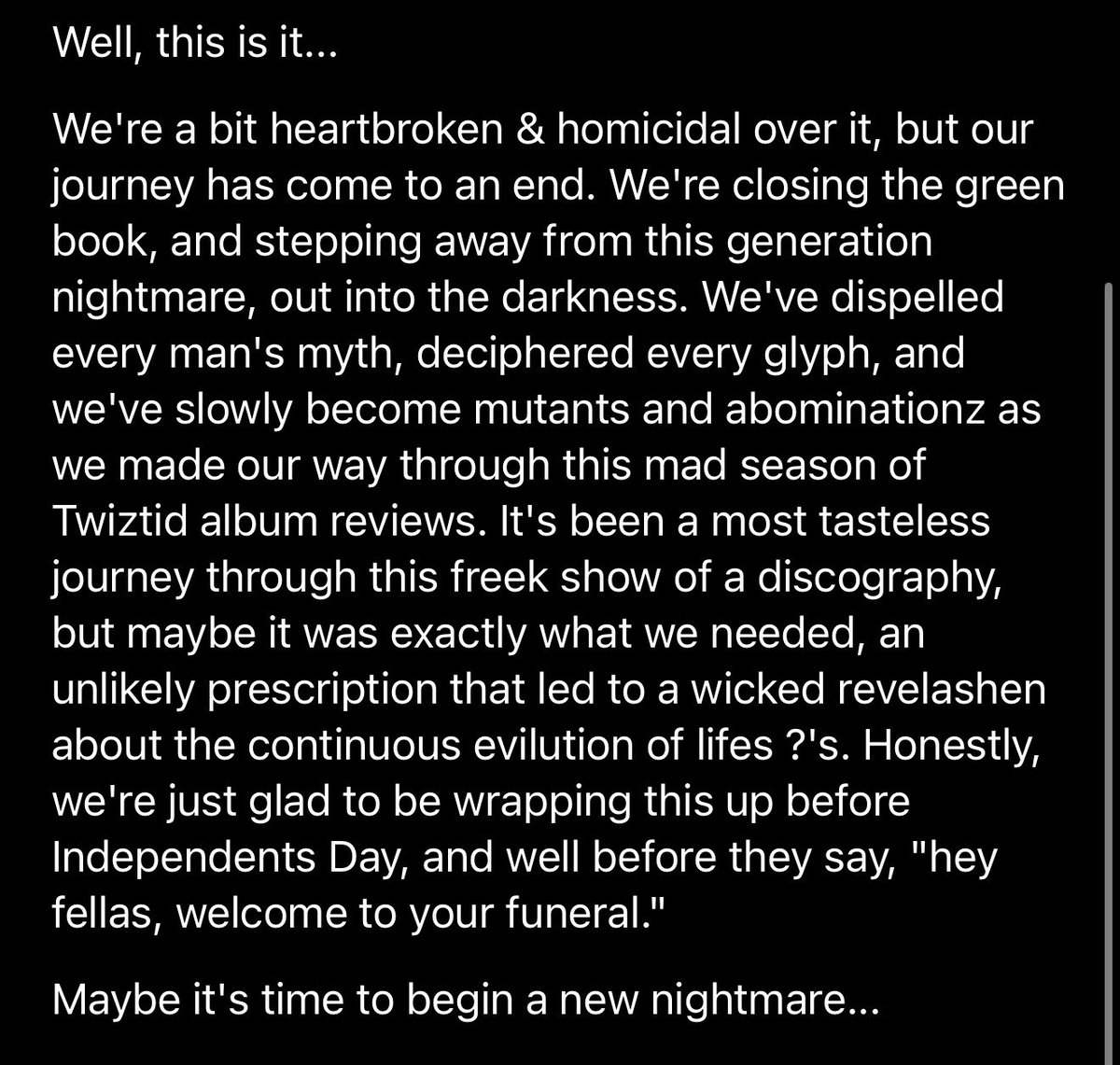 icpwwe's tweet photo. The final episode of Twiztid With Us is available everywhere now!

Tune in to hear our overall thoughts on Twiztid, this show, our journey and our future! https://t.co/jPtjIllY0f
