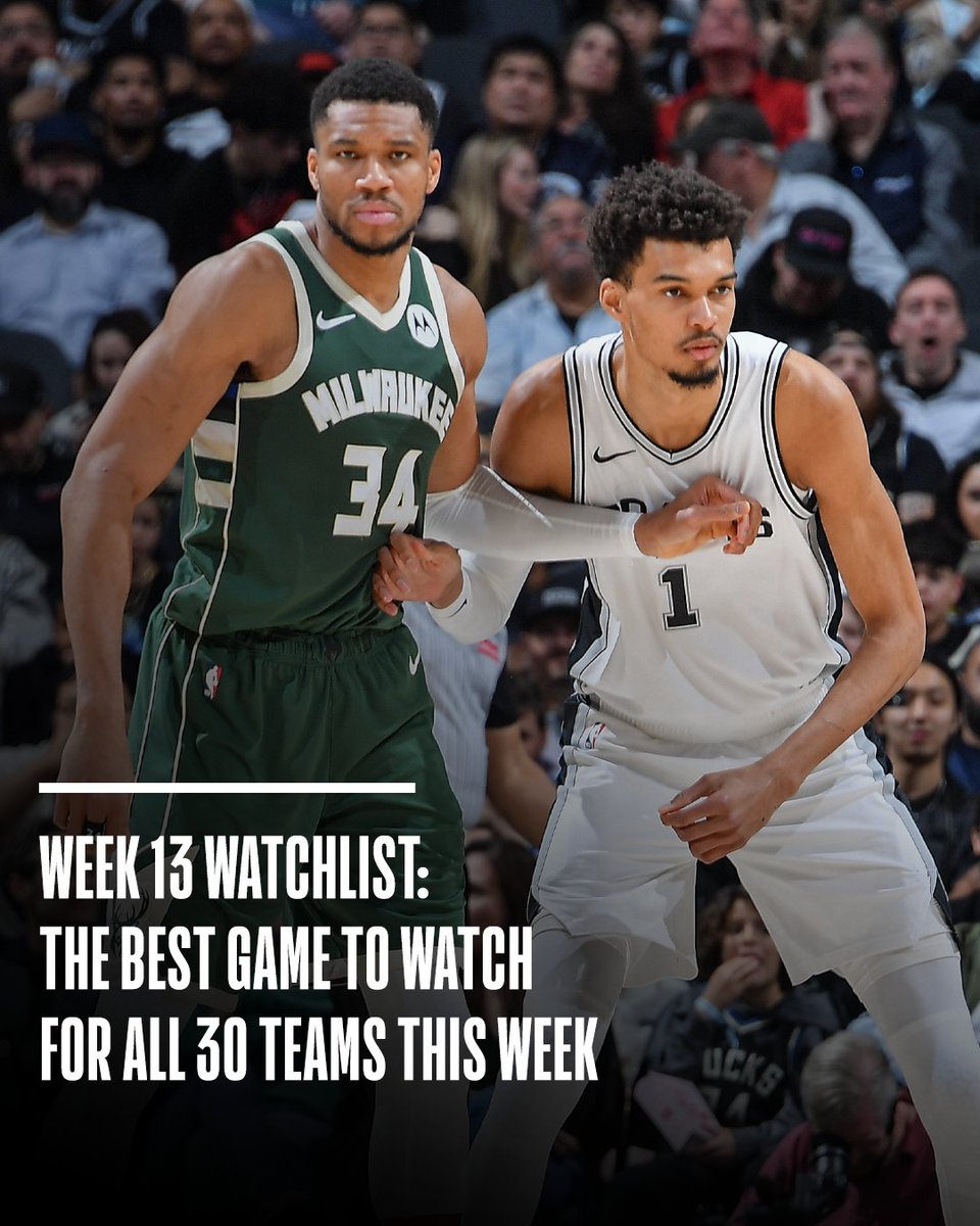 NBA's tweet photo. 30 teams, 30 key games 🏀

@Brian_Martin lists the best matchups to watch from each team in the league this week on the NBA App, including a couple of clashes in Europe! 🇩🇪🇬🇧

➡️ https://t.co/N1vhvr6hbS https://t.co/M6GfjMxS9M