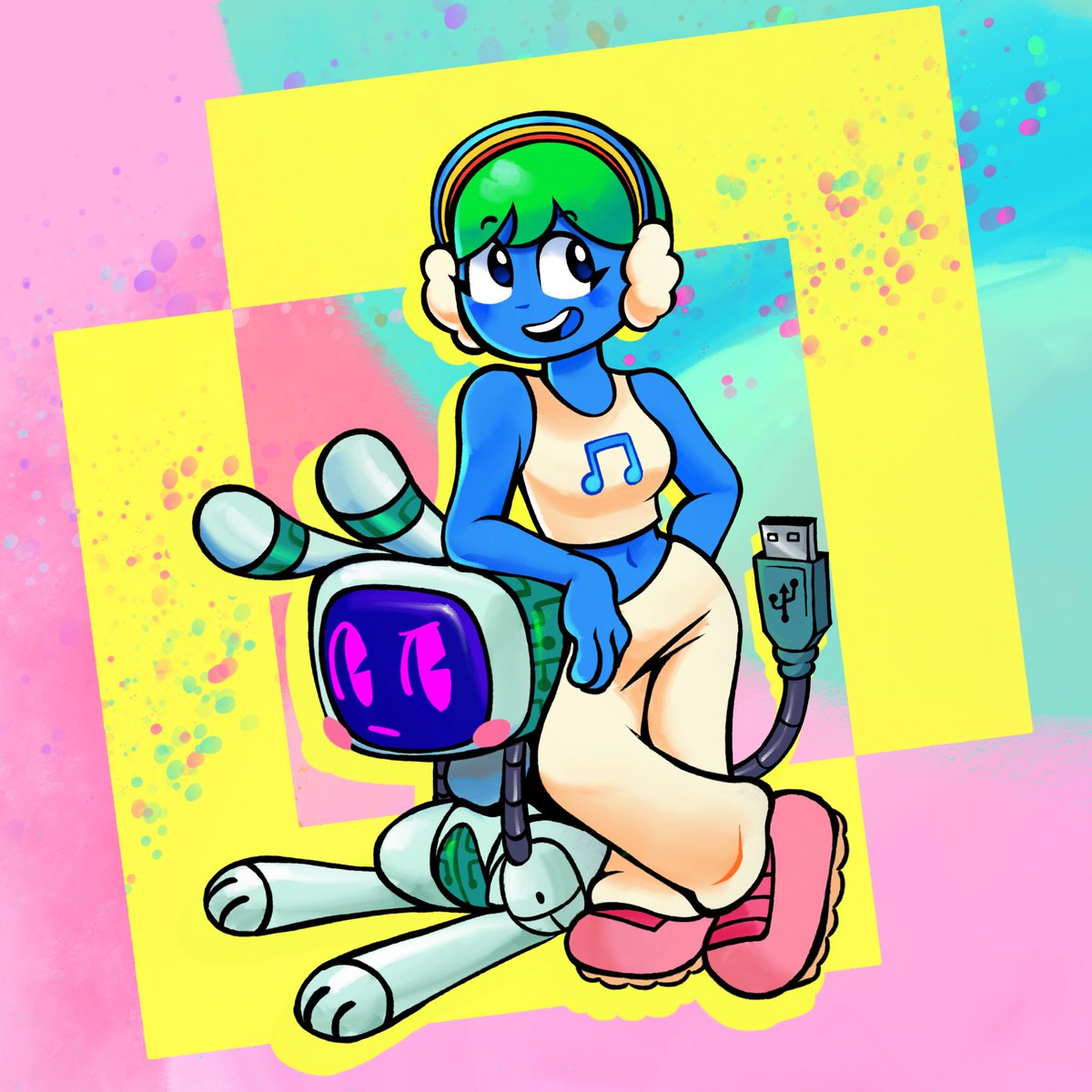 Filsonink's tweet image. Here's a piece I did for my friend @Widget365  Go check out the stuff he makes! 

#digitalart #cartoon #vrchat