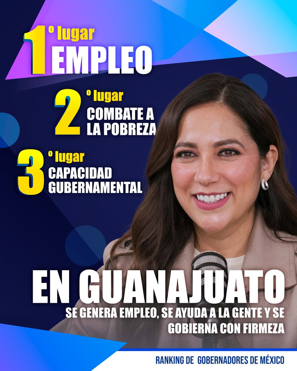 En Guanajuato los resultados hablan. 👏🏻 👏🏻 

Felicito a nuestra gobernadora <a href="/LibiaDennise/">Libia Dennise</a> por posicionar al estado como referente nacional en generación de empleo, combate a la pobreza y capacidad de gobierno.

Seguimos avanzando con el #GobiernoDeLaGente🤝🙌🏻