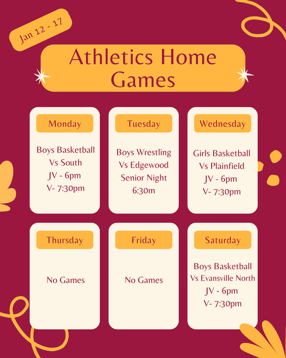A lot of opportunities to support different teams this week, including senior night for wrestling and a boys basketball game against the other school in town!