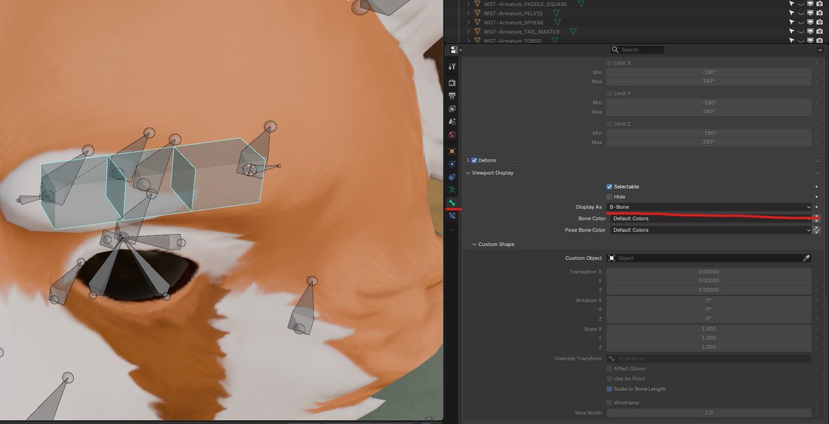 jcbordafdez's tweet photo. Just discovered that you can display individual bones in different ways regardless of how you are displaying the armature.

Worth mentioning it will override whatever armature display you have.

Still useful if using bbone setup for just specific mechanisms, for example. https://t.co/GvM0snwqda
