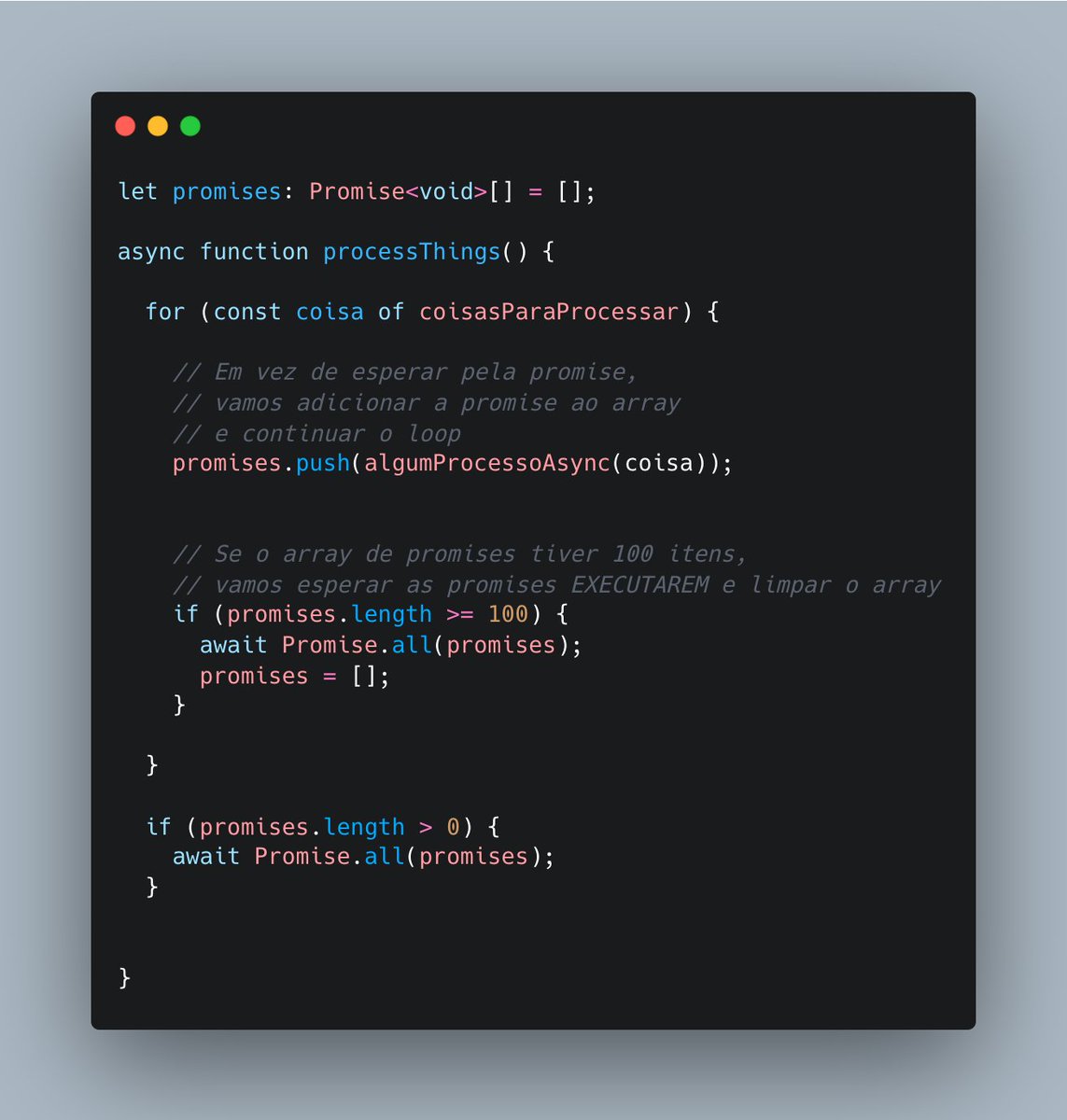__polimata's tweet photo. Caso você não saiba, para processamentos longos o código da direita termina MUITO MAIS rápido.

E caso você saiba, como que o Node/Javascript executa o paralelizado mais rápido se ele é single-threaded? https://t.co/OPFrGCKaoL