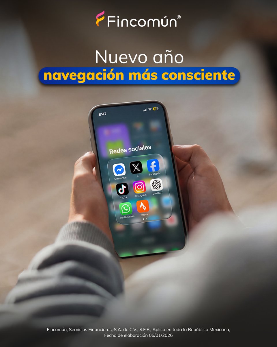 FincomunMX's tweet photo. Un nuevo año también implica hábitos digitales inteligentes.
En Fincomún te invitamos a navegar con mayor conciencia: verifica perfiles, enlaces y mensajes antes de compartir información personal.
Empieza el año informado y protegido.
#FincomúnContigo #CuidaTusDatos #2026Seguro https://t.co/sErGaC7w6g