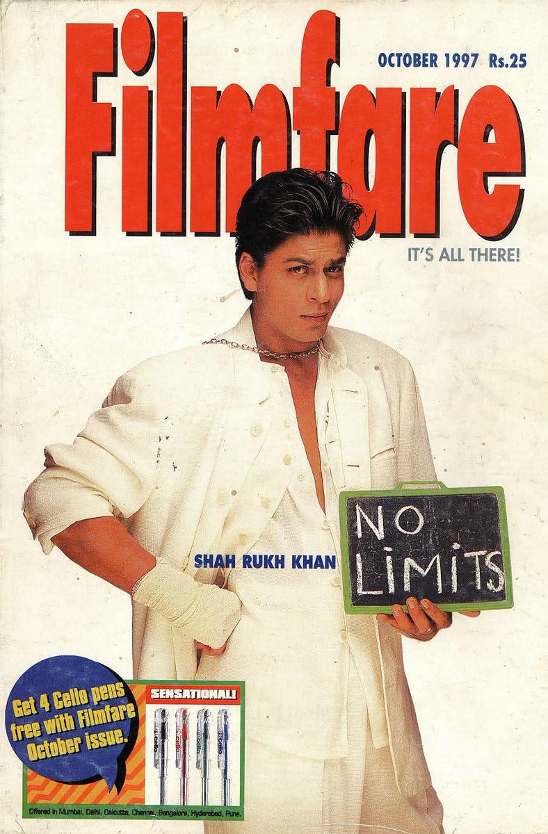MonikaBeing's tweet image. #Flashback #ShahRukhKhan @iamsrk on the Cover of #Filmfare Magazine October 1997
