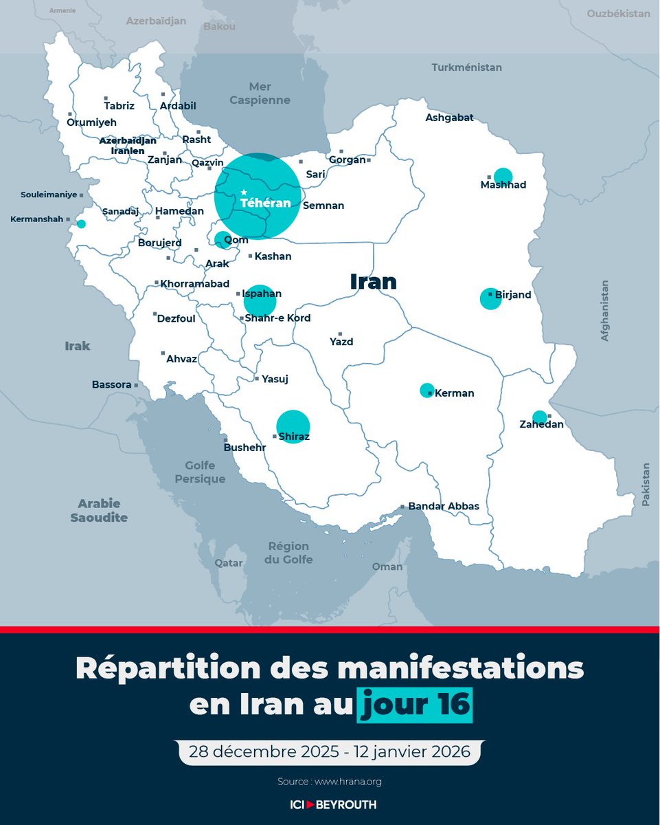 Icibeyrouthnews's tweet image. #MONDE 

• Au moins 192 manifestants tués depuis le 28 décembre, selon #Iran #HumanRights

• Possible bilan de plusieurs centaines, voire milliers de morts, selon IHR

• IHR dénonce un «massacre»

• Chiffres invérifiables: plus de 3.000 personnes tuées, selon les Moudjahidine