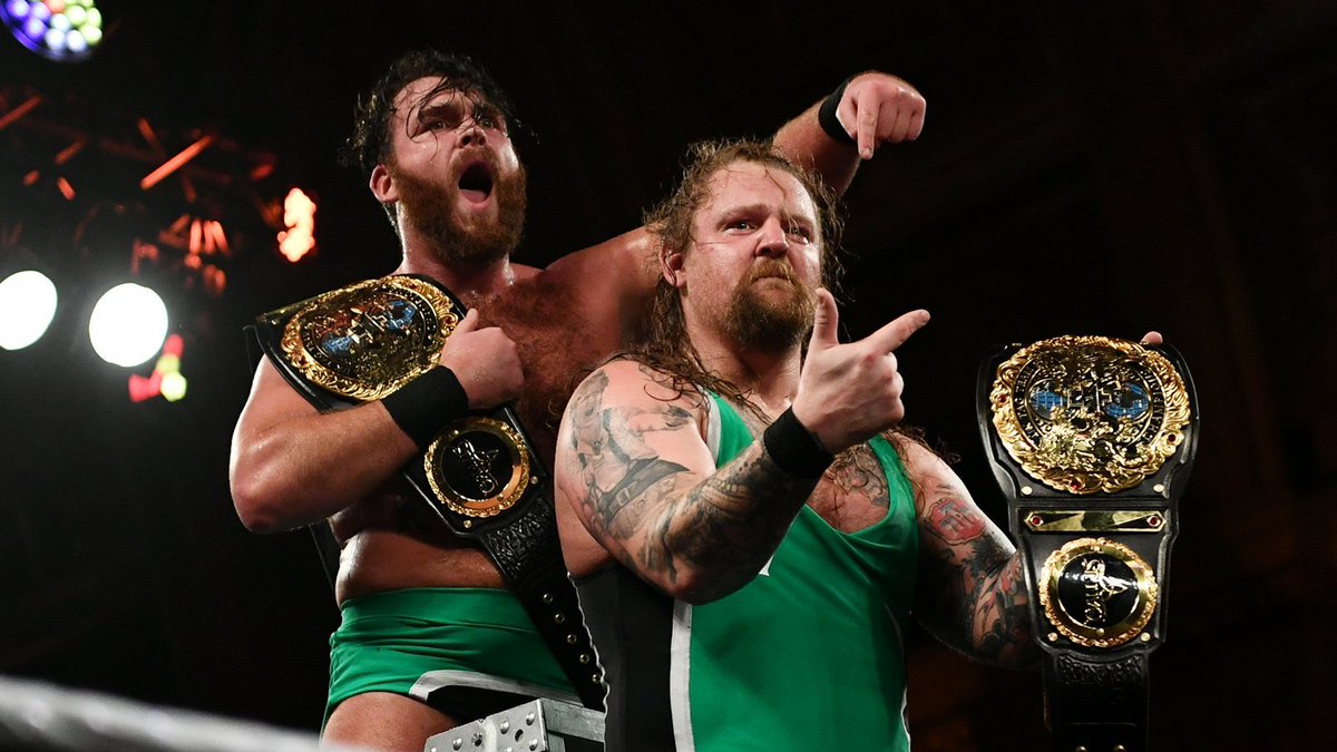 NXTUK_Legacy's tweet image. Jan. 12, 2020:

At Empress Ballroom, @m_coffey90 &amp;amp; @WolfgangYoung defeated @wwe_kaiser &amp;amp; @VinciWWE, GYV (#JamesDrake &amp;amp; @ZackGibsonGYV), and @Flash_Morgan &amp;amp; @MandrewsJunior in a Ladder Match to retain #NXTUK Tag Team Titles in the co-main event of Takeover: Blackpool II. 

📸 WWE