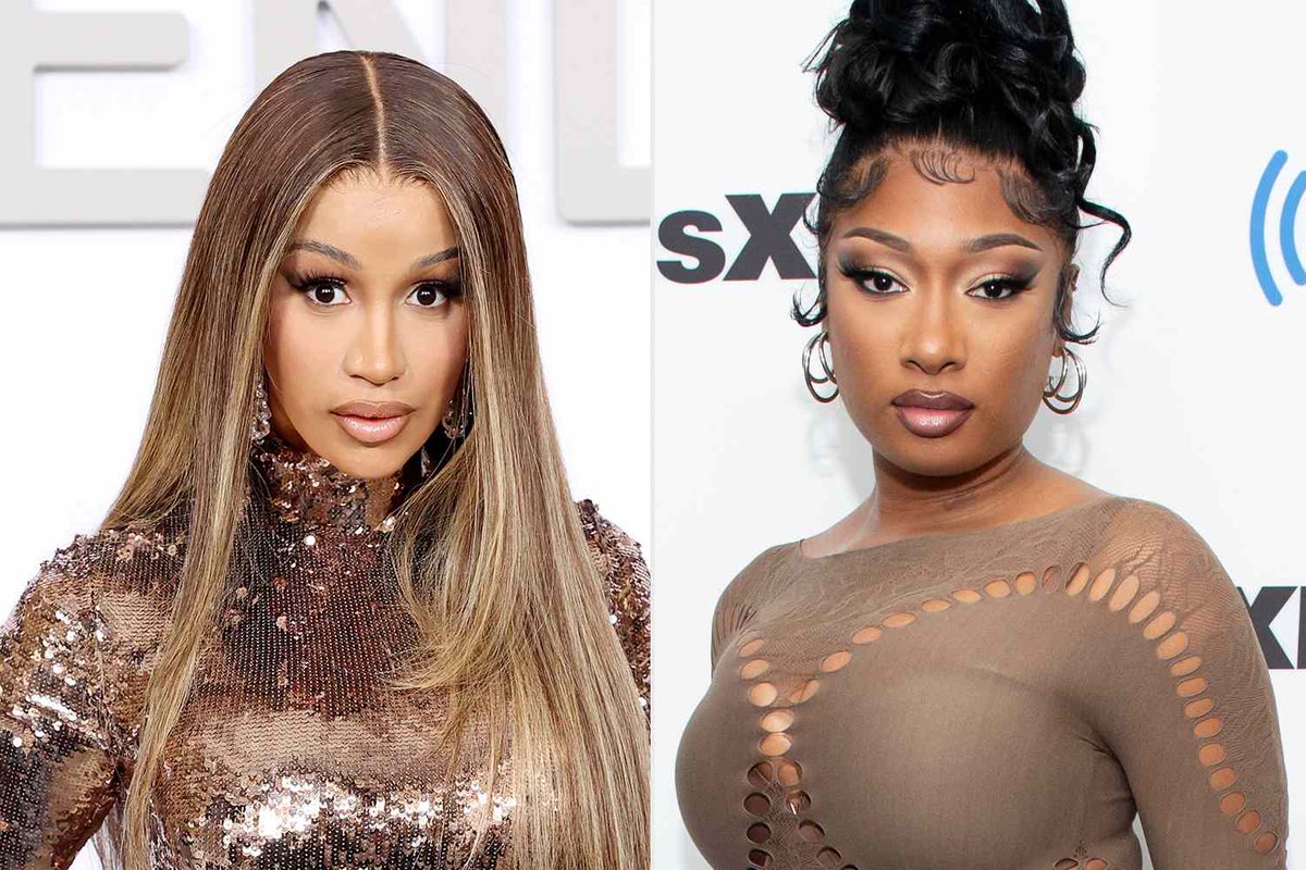 FemaleRapLIVE's tweet photo. 🚨 | Cardi B &amp; Megan Thee Stallion fans are feuding on social media!

— The fan bases have been throwing surgery &amp; horse jabs since "Whenever" released. 👀 https://t.co/aud833HrKl