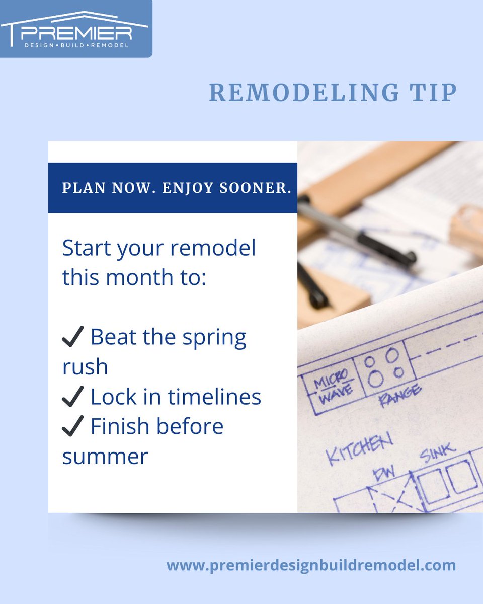 Premier_DBR's tweet photo. January is a great time to start planning your remodel! You can beat spring rush while prepping for projects that finish in time for warmer weather. Learn what to expect with Premier here: https://t.co/kevLZrsiGR #RemodelingTip #HomeRenovation #PhoenixContractor #2026HomeGoals https://t.co/uvdSLkwDRE
