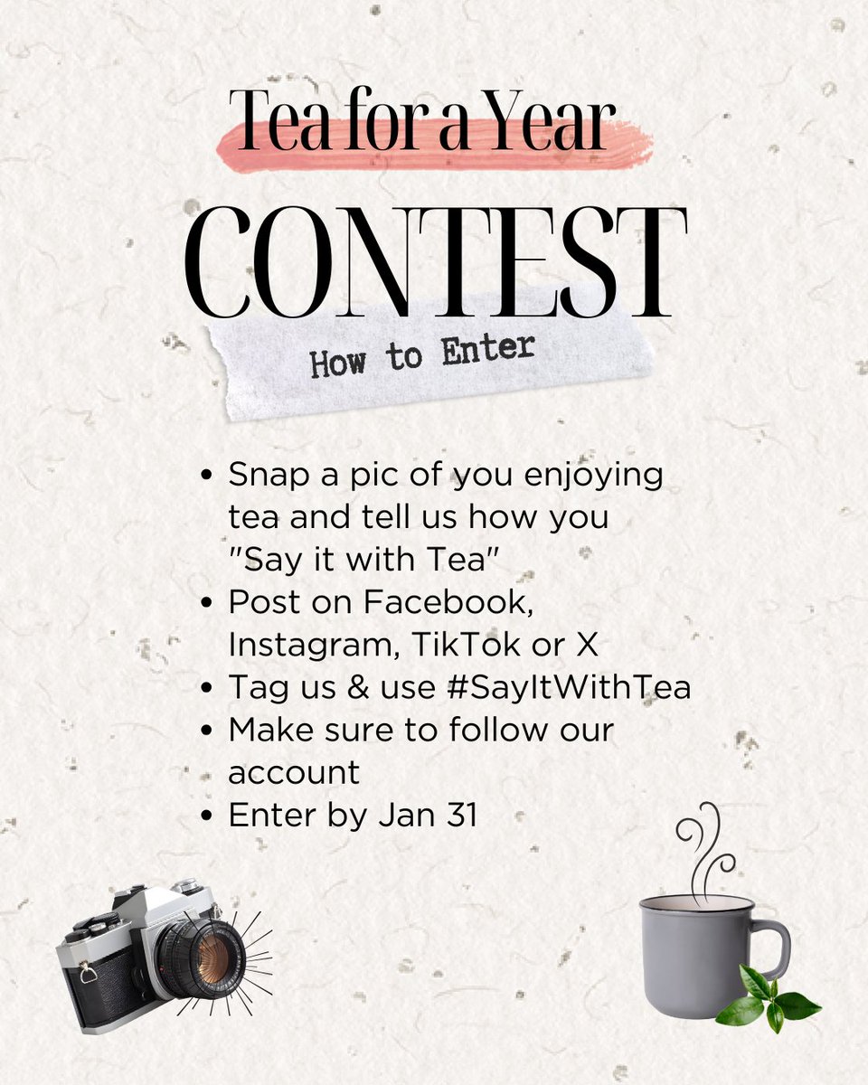 CanadaTea's tweet photo. A huge thank you to @LadyBakersTea for contributing tea to this yearβs #TeaForAYear contest. Here's how to enter:
πΈ Post a tea photo
π¬ Share what you can say with tea
π·οΈ Tag & follow us
π #SayItWithTea
π
Enter by Jan 31
π΅ 3 winners in Canada will enjoy Tea for a Year! https://t.co/5NrOcJZMGy
