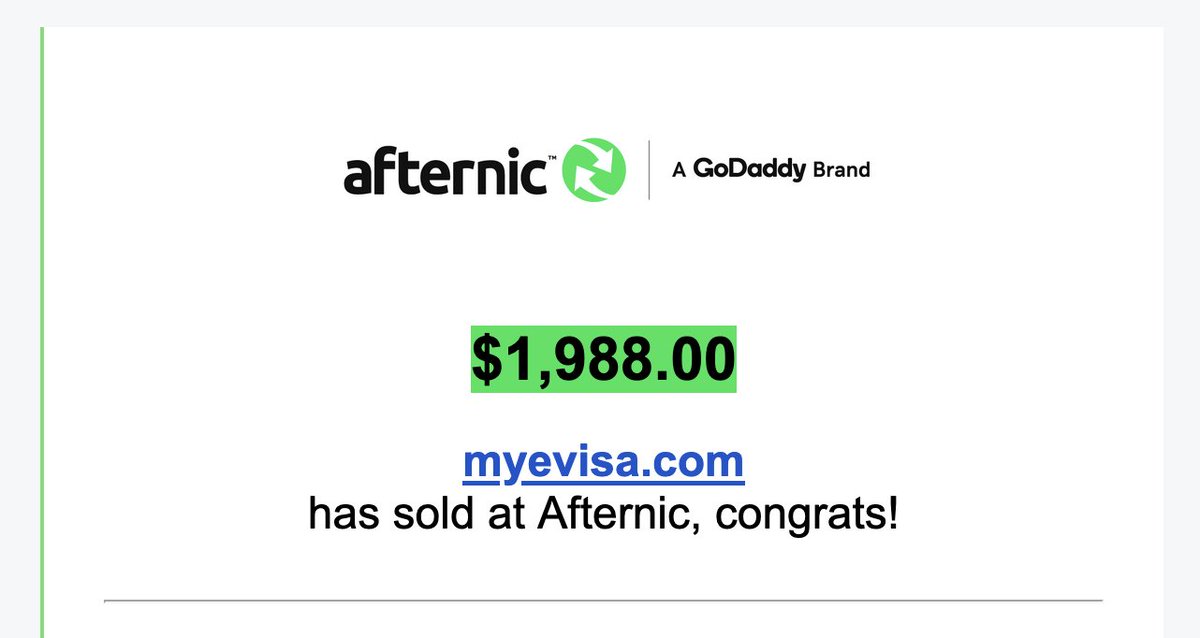 likhary's tweet photo. I just sold https://t.co/ljmVXBfx50 through @Afternic for $1,988.00! https://t.co/T7EDSrPWH8