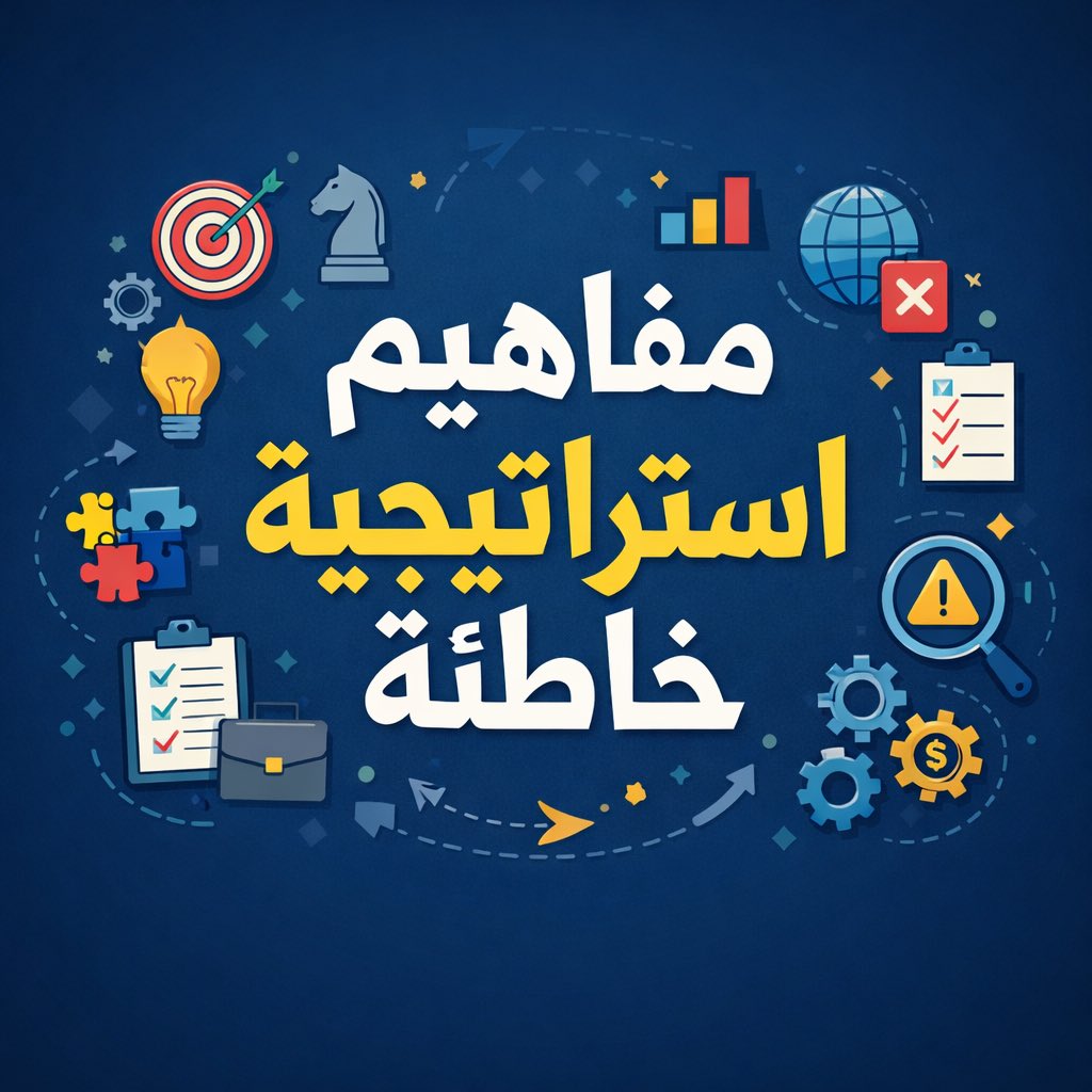 مفاهيم استراتيجية خاطئة ❌️❌❌❌❌❌❌❌️❌❌ 
من أبرز المفاهيم الاستراتيجية الخاطئة التي تقع فيها كثير من المنظمات خاصة عند إعداد الخطط الاستراتيجية أو إدارة الأداء مايلي:
❌ ❌ الخطأ: إضافة عدد كبير من الأهداف الاستراتيجية اعتقاداً أن كثرة الأهداف تعني طموحًا أعلى.
✅ ✅