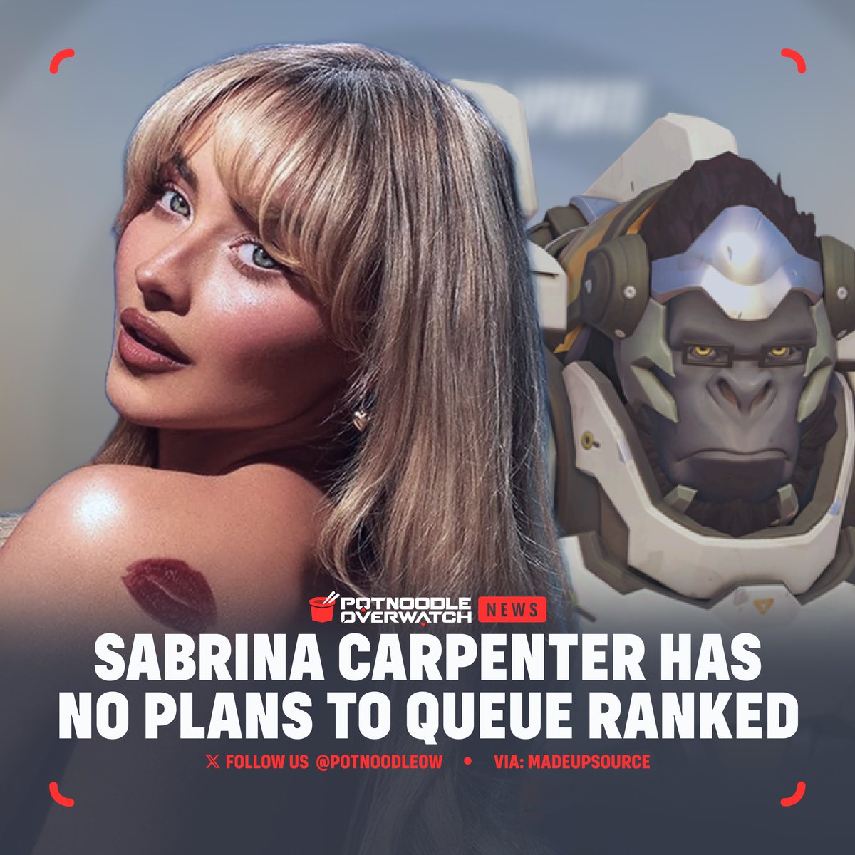 Famed American singer and songwriter Sabrina Carpenter has confirmed she has no plans to queue #Overwatch ranked in the near future 🚫🎤