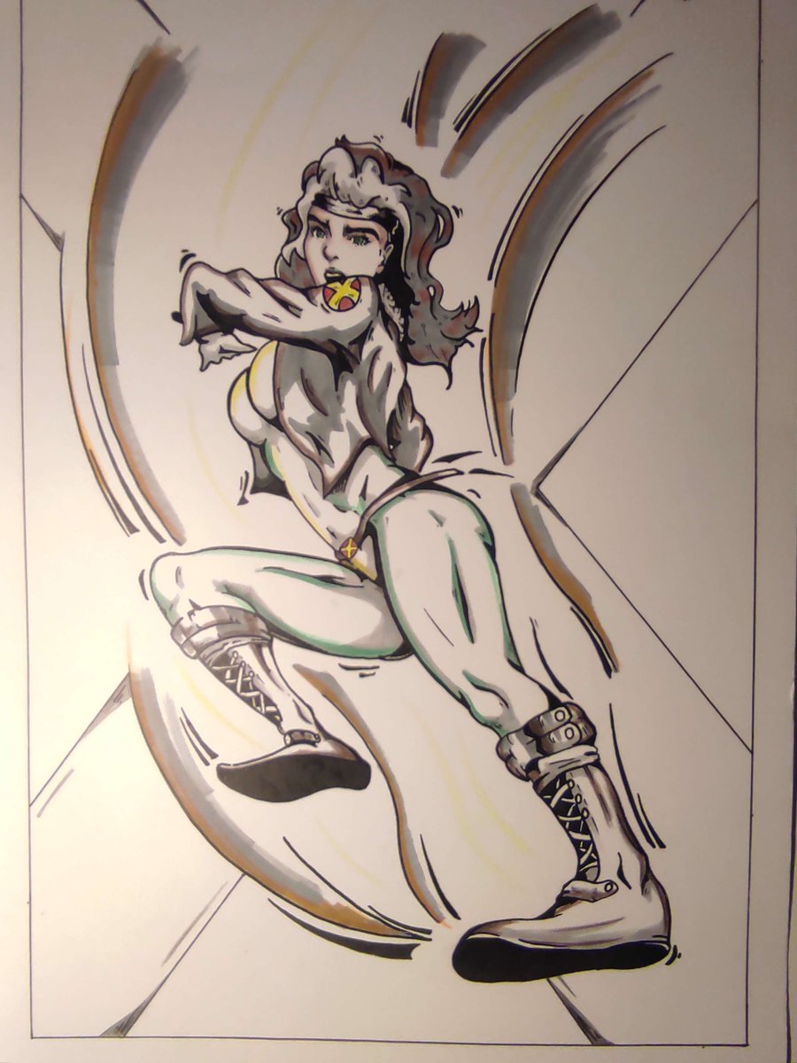 Iskazee's tweet image. Rogue 
Thing i don't like about sharing traditional - hard to take a good shot...

#art #illustration #Marvelfanart #roguemarvel #traditionalart