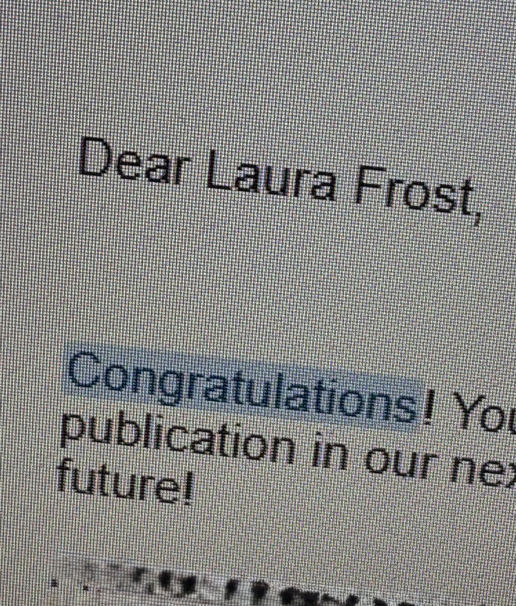 LFrostWrites's tweet photo. Short story acceptance! 🥳 Details to come… https://t.co/xfBA893R2h