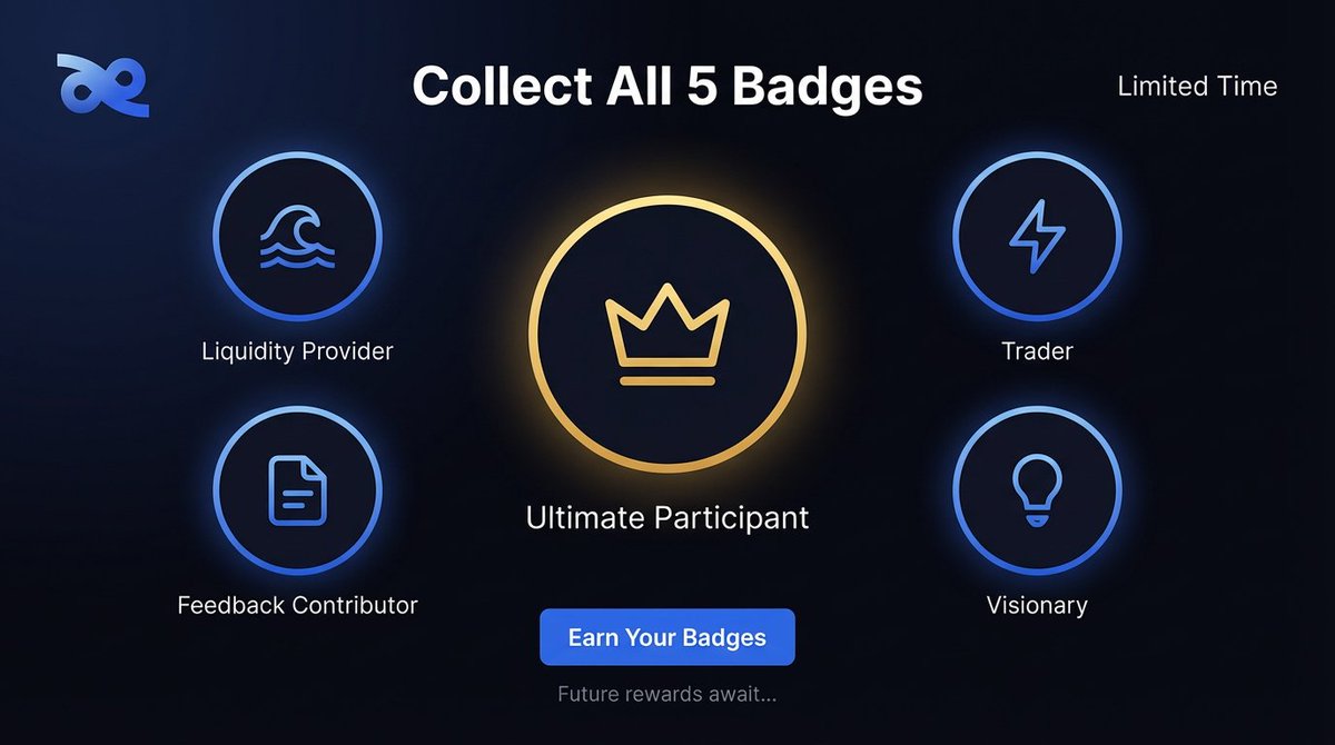 Perp_everything's tweet photo. 🏆 Introducing: The PerpX Badge System 5 exclusive badges. 5 ways to contribute. 

🌊 Liquidity Provider 
⚡ Trader 
📝 Feedback Contributor 
💡 Visionary 
👑 Ultimate Participant Earn them during testnet. What they unlock later? 

👀Start collecting: https://t.co/JwwcBUFcXo

#PerpX #Badges #Web3Community