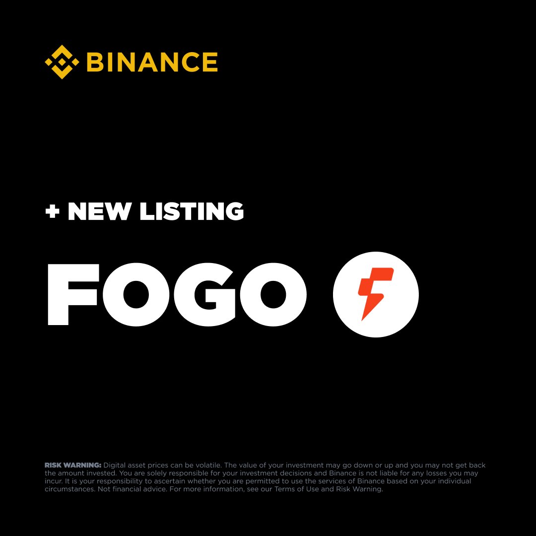 0xEnizhi's tweet photo. Bullish. 🔥

First big announcement is out  @binance just announced the $FOGO listing.

More coming soon, stay tuned 👀 🔥🔥 https://t.co/6DhAW01SuT