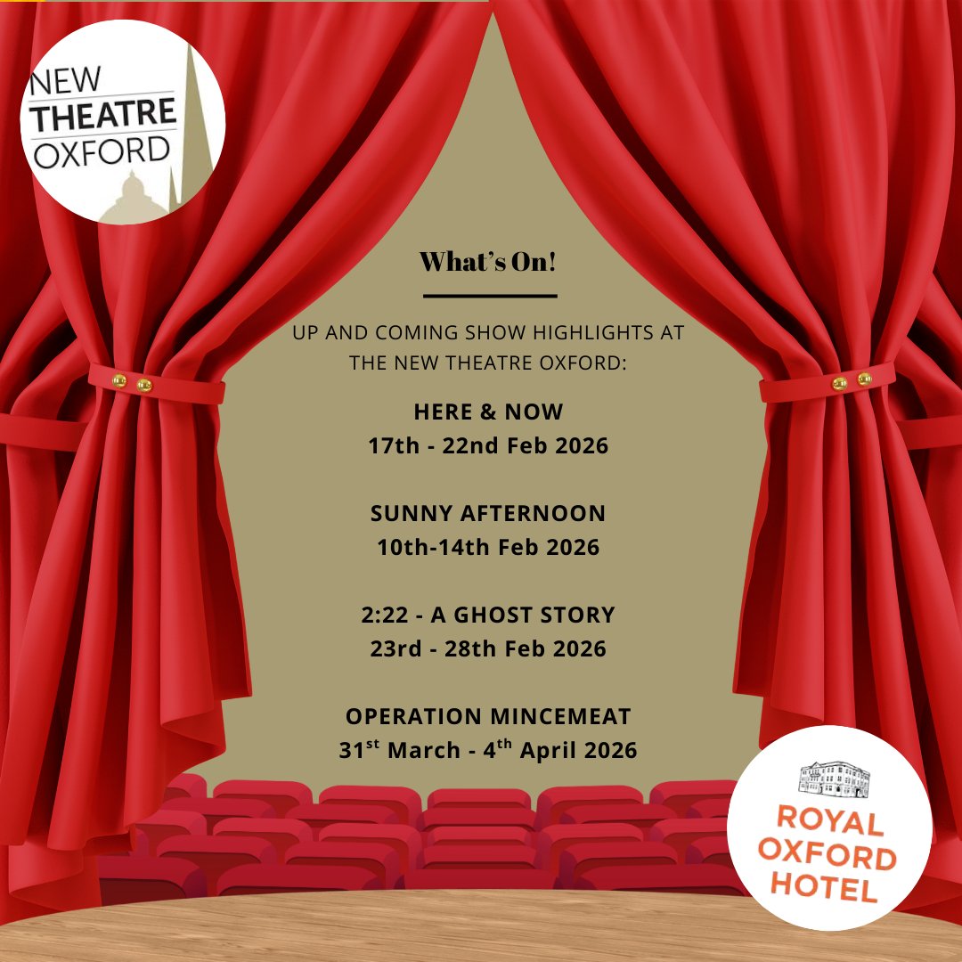 Planning a theatre trip to Oxford? The Royal Oxford Hotel offers comfortable accommodation just minutes from the New Theatre Oxford. Make it a night to remember. royaloxfordhotel.co.uk