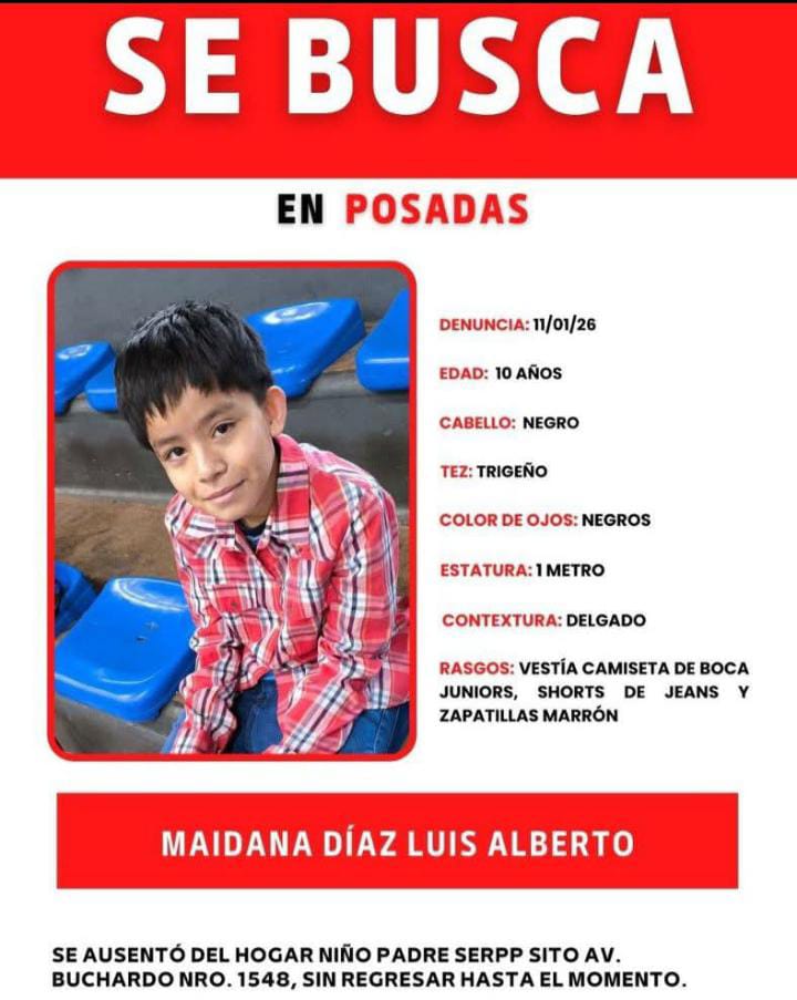 Misiones y zona, estemos atentos y colaboremos, por favor. Gracias.