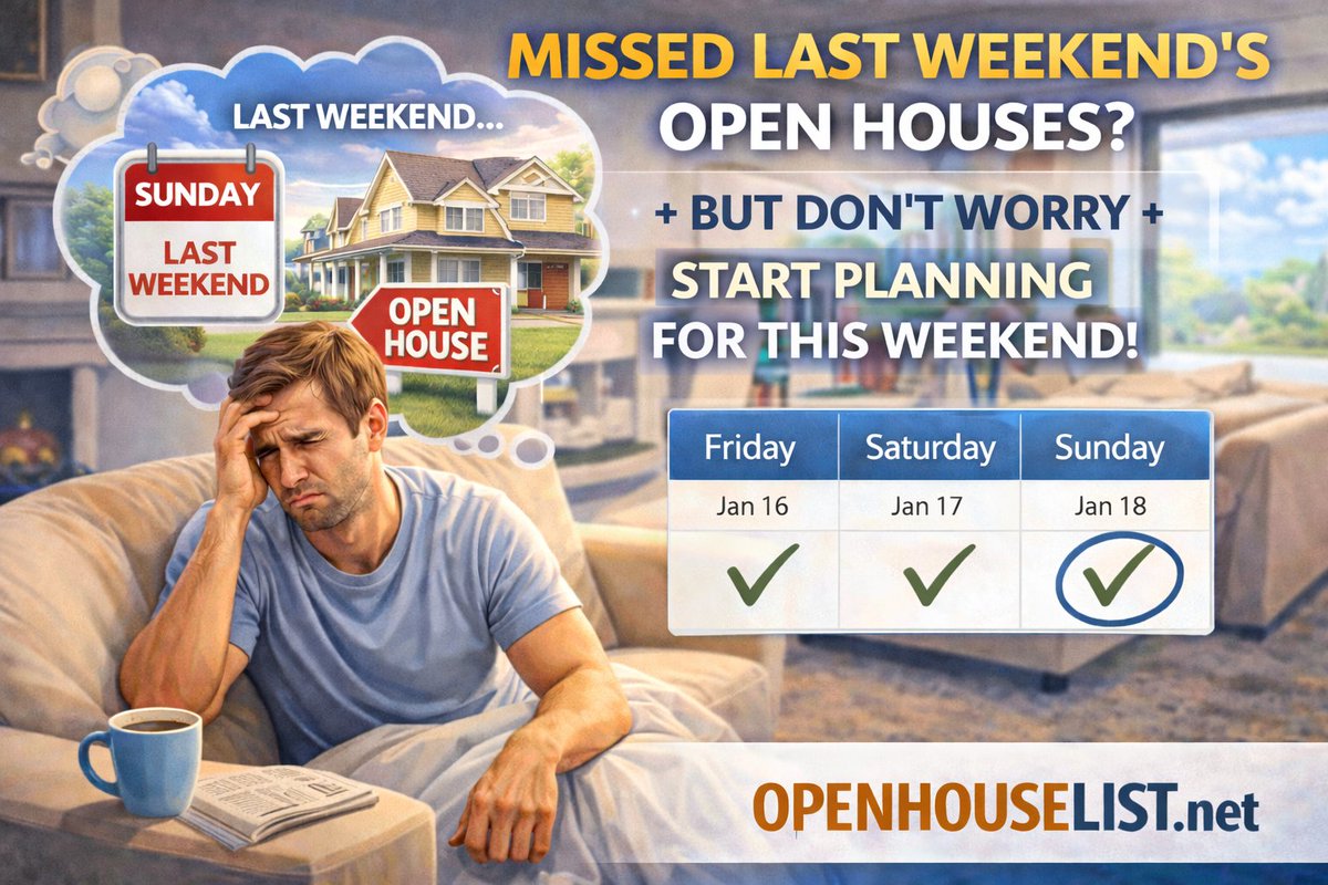 RadieMike's tweet photo. Missed last weekend’s open houses? It happens.
No stress. Start planning for this weekend now.

Friday Jan 16 • Saturday Jan 17 • Sunday Jan 18
See what’s open at https://t.co/3qfeIzusr7 https://t.co/ptqEwvvQ7p