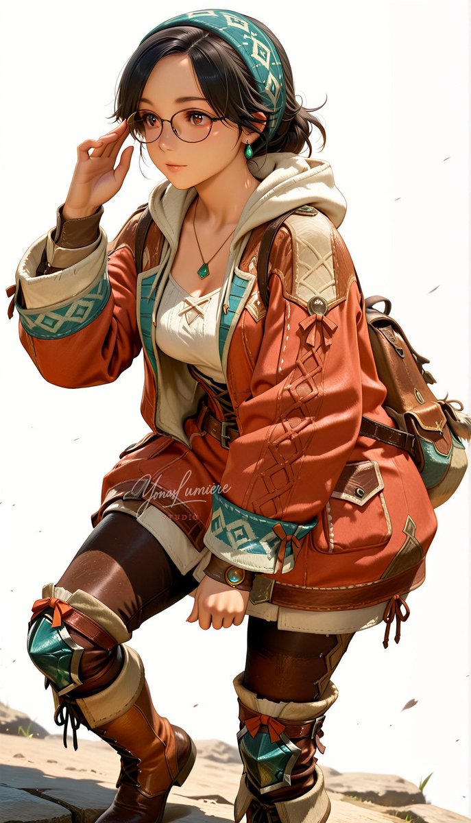 oneesan_aiart's tweet photo. Alma — the best handler in Monster Hunter Wilds, always ready with sharp instincts, unwavering support, and a brave smile that guides every hunt to victory. #Alma #MonsterHunter #MonsterHunterWilds #BestHandler #HuntLife #GameCharacter #AIArt #StableDiffusion #SDXL #YonasLumiereStudio