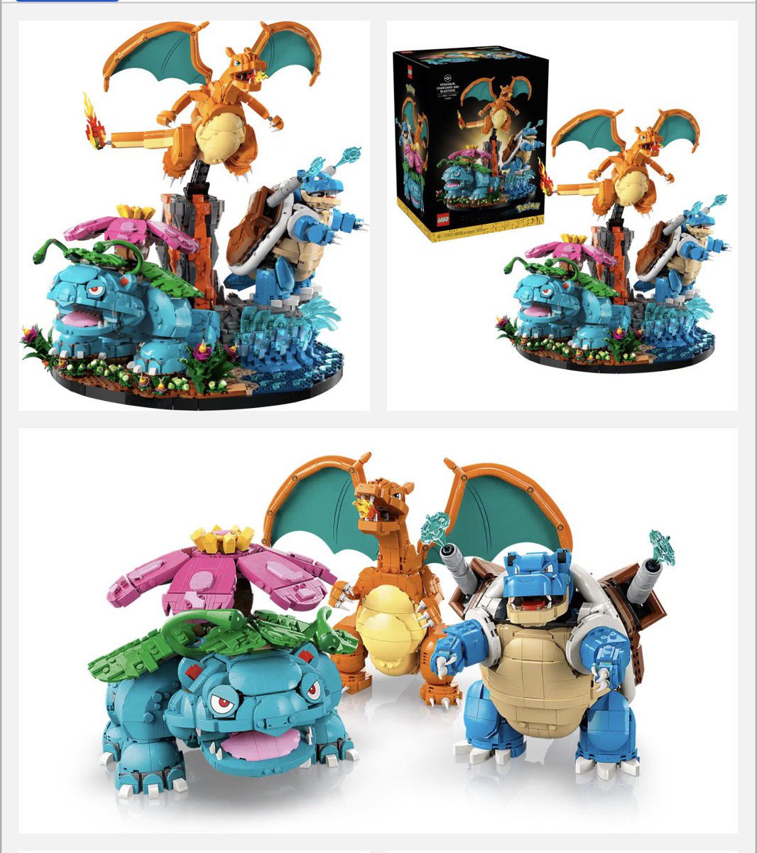 PokemonDealsX's tweet photo. Pokemon X Lego Pre Orders are now available

Venusaur, Charizard and Blastoise: https://t.co/JCMCSoJGNO

Eevee: https://t.co/ci2xjb0mJx

Pikachu: https://t.co/WrHDaq4uDG

Kanto Region Badge Collection comes with the Charizard pre order

#Pokemon #PokemonTCG #ad https://t.co/y47kuvyVRh