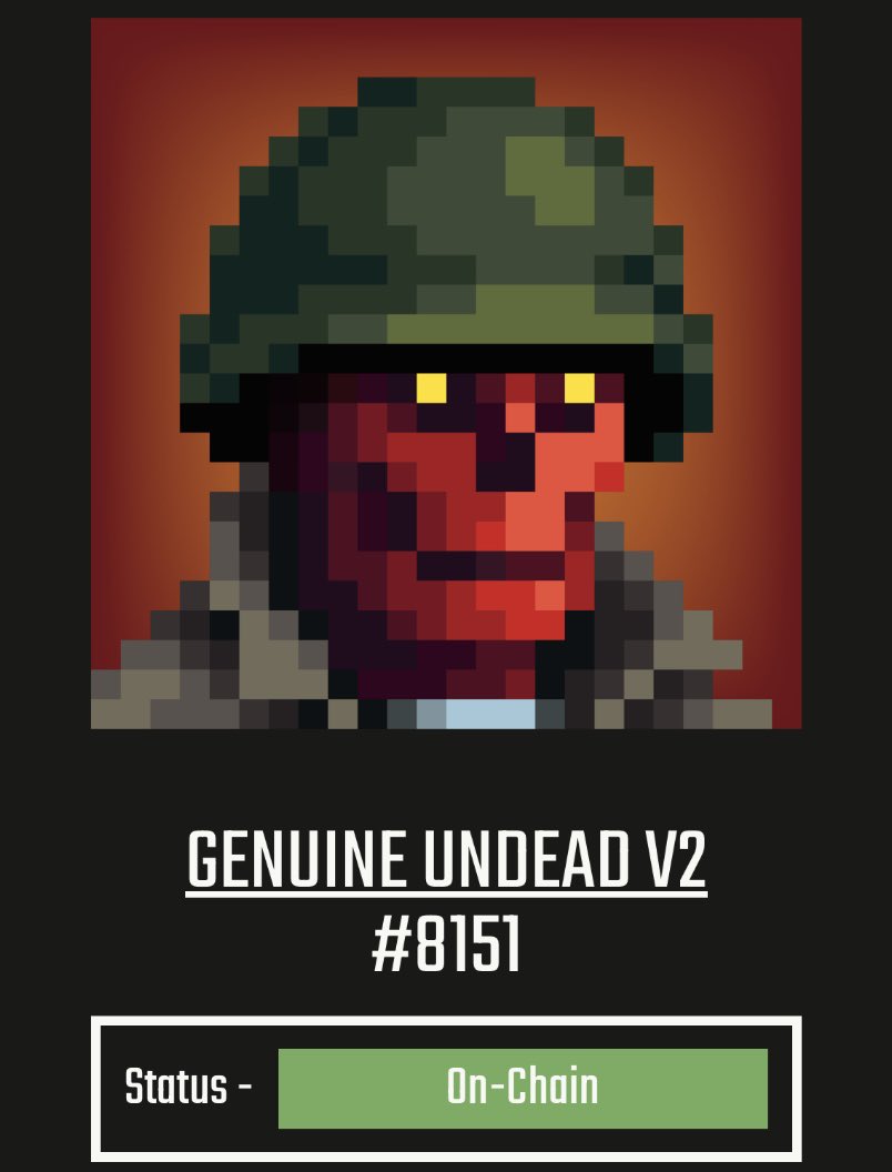 Spent my morning drinking coffee & engraving my Genuine Undead collection  Etched onto the blockchain forever 💀 @GenuinelyUndead #GenuineUndead