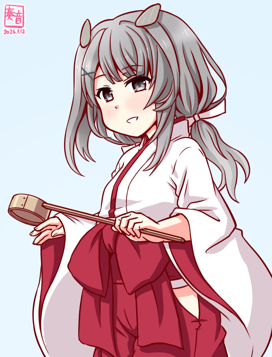 「潜高型を代表して、新年のご挨拶を。
  提督、謹賀新年、あけましておめでとう。
  今年もよろしくお願いします」

#艦これ版真剣お絵描き60分一本勝負_20260112
#伊201 