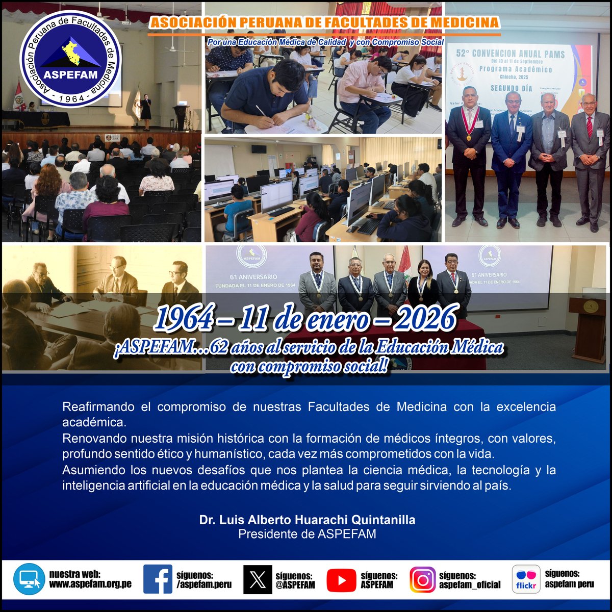 ASPEFAM's tweet image. ✅ ¡ASPEFAM….62 años al servicio de la Educación Médica con compromiso social!
➡️ Ver saludo: goo.su/5Tqn6
➡️ Ver artículo: goo.su/U6zURa
➡️ Noticias: aspefam.org.pe/prensa.htm
#AspefamPeru #EducacionMedica
