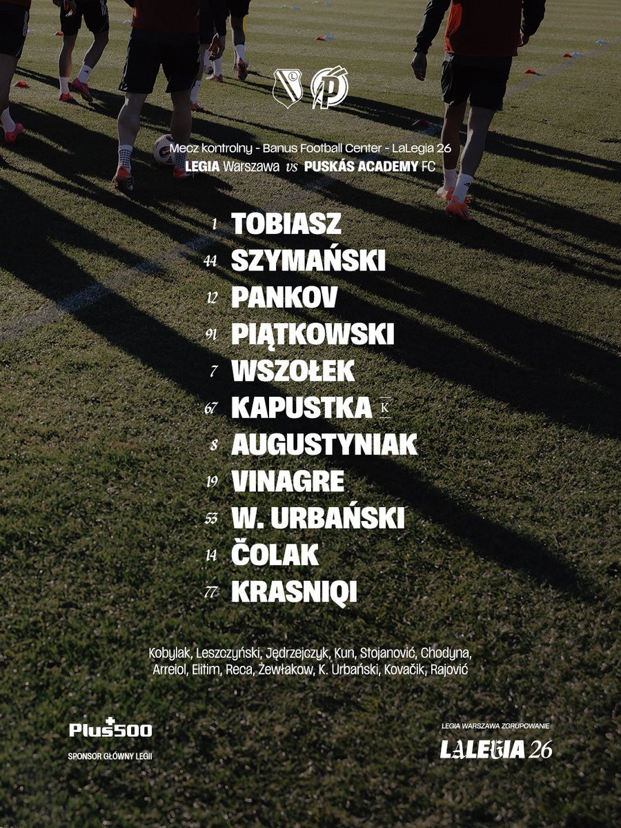 LegiaWarszawa's tweet image. Skład na dzisiejszy mecz 🔥

🔜  #LEGPUA