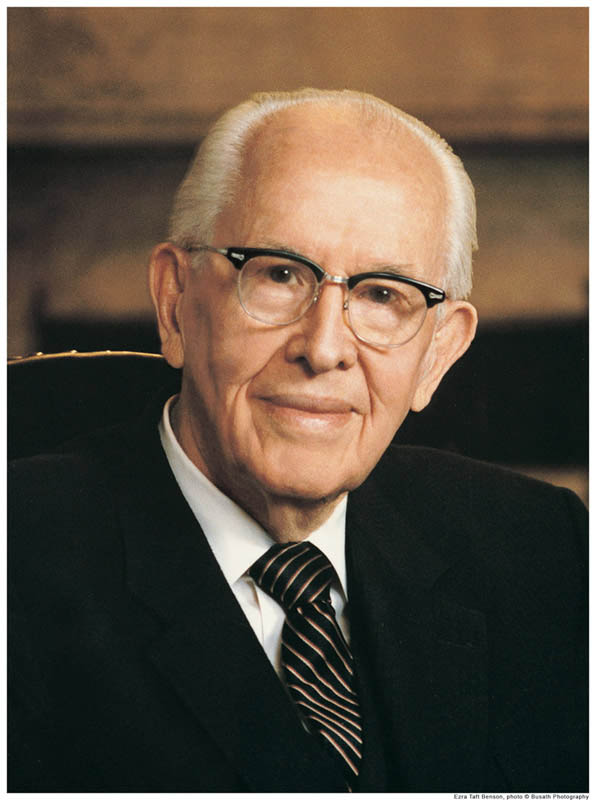 KnowingJoseph's tweet photo. Ezra Taft Benson - "Moroni raised a title of liberty and wrote upon it these words: "In memory of our God, our religion, and freedom, and our peace, our wives, and our children"  Alma 46:12 Why didn't he write upon it: "Just live your religion; there's no need to concern yourselves about your freedom, your peace, your wives, or your children"? The reason he didn't do this was because all these things were a part of his religion, as they are of our religion today.
Should we counsel people, "Just live your religion. There's no need to get involved in the fight for freedom"? No, we should not, because our stand for freedom is a most basic part of our religion; this stand helped get us to this earth, and our reaction to freedom in this life will have eternal consequences. Man has many duties, but he has no excuse that can compensate for his loss of liberty.
As members of the Church we have some close quarters to pass through if we are going to get home safely. We will be given a chance to choose between conflicting counsel given by some. That's why we must learn—and the sooner we learn, the better—to keep our eye on the Prophet, the President of the Church."