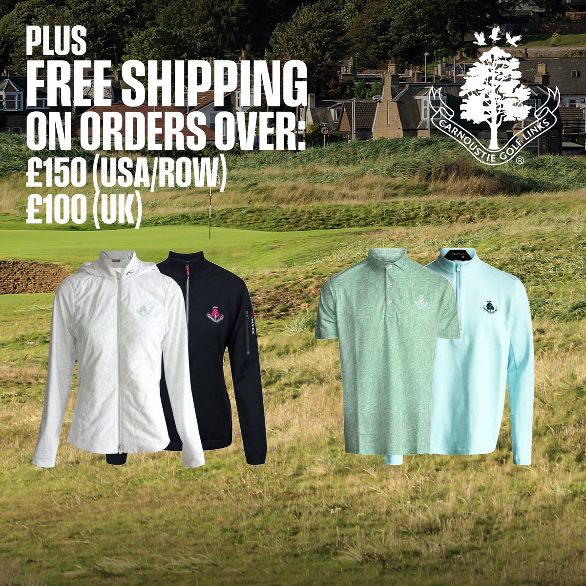 carnoustiegolf's tweet photo. ONLY 2 DAYS LEFT!

Add 4+ items from men's, women's &amp; kids' apparel/headwear &amp; get 35% OFF + Free shipping £100/£150 (UK/ROW).

Why not order your items now and collect them when you arrive this year?

Limited time - ends 25 Jan 2026!

Shop now 👇
https://t.co/KgWKQJCLqv https://t.co/GRNTpJ2ETa