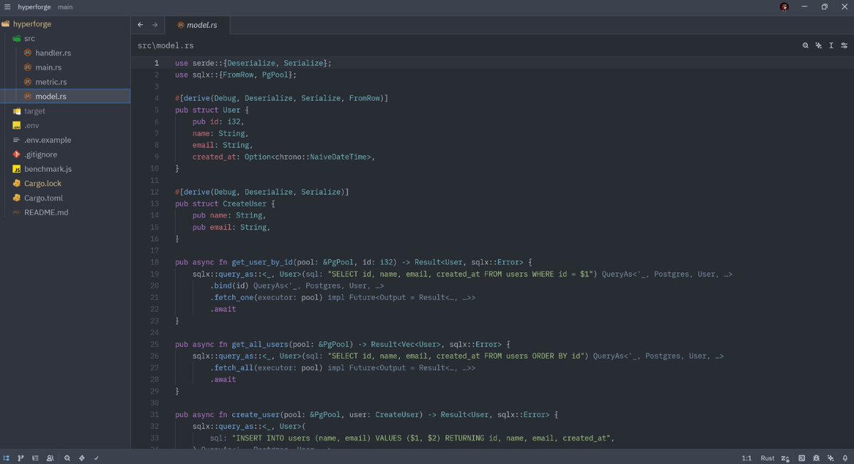 Just shipped a new Rust learning project: hyperforge 🚀

This weekend, I’ve been diving deeper into low-level Rust backend development and exploring how frameworks like Axum work under the hood. To learn by doing, I put together hyperforge — a simple Hyper + Tower HTTP server