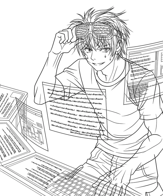 めっちゃ途中ですが次のイラストの線画です🌸
二度と同じ背景は描けない…… 