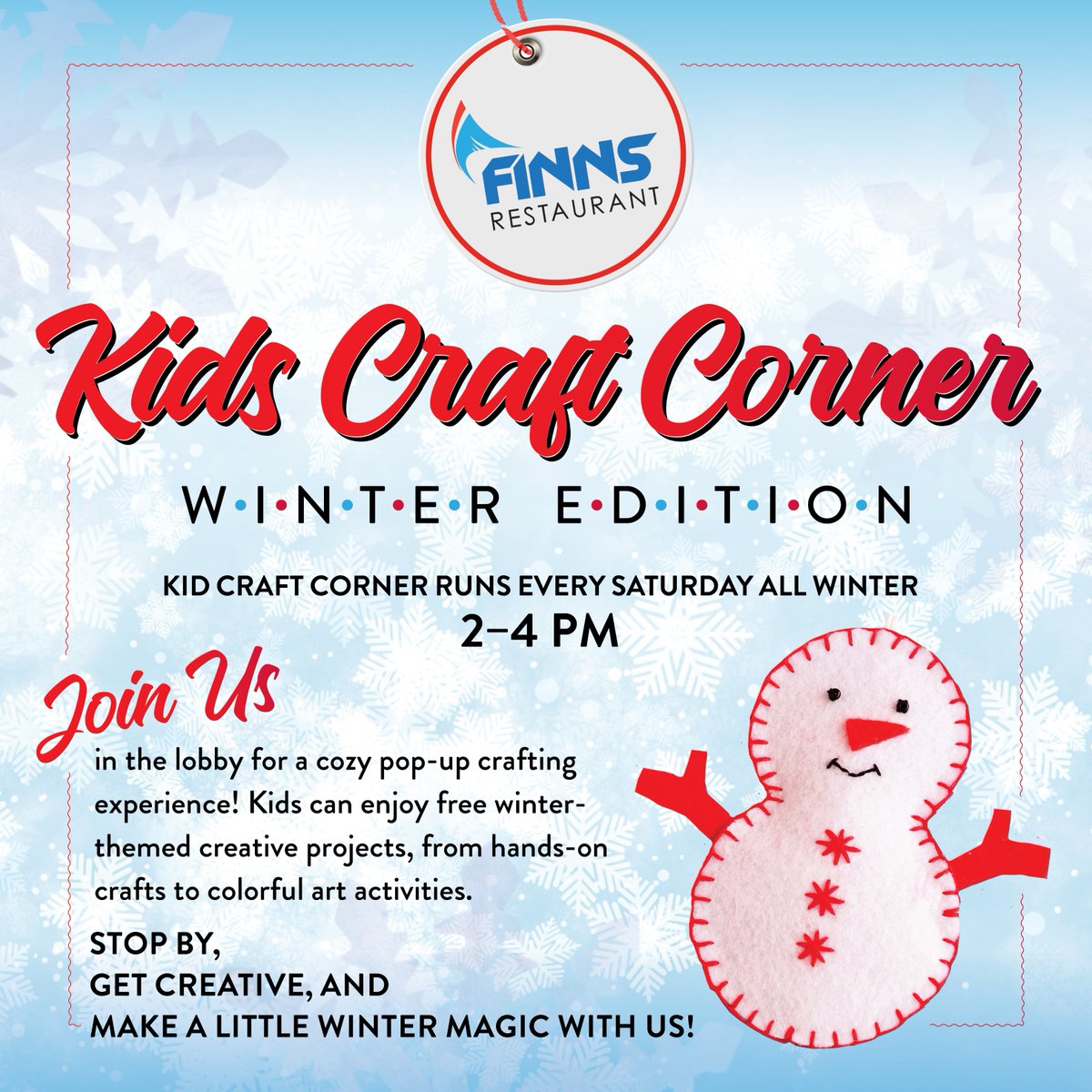 Rentyl_Resorts's tweet photo. Warm up your winter weekends at Encore Resort at Reunion ☃️❄️
Join us every Saturday from 2–4 PM in the lobby for Finns Craft Corner — Winter Edition, featuring complimentary crafts and creative activities for kids. ❤️

🗓️ Upcoming Dates: 1/17, 1/24, 1/31, 2/7, 2/14, 2/21, 2/28 https://t.co/hheUeFZDwJ