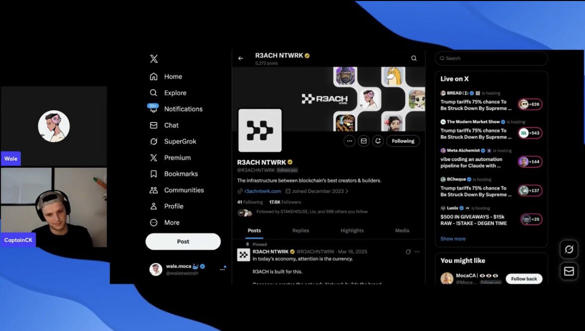 week 10: WALE x R3ACH x TOWNS creator central stream

w/ <a href="/waleswoosh/">wale.moca 🐳</a> &amp; <a href="/CaptainCKeth/">CaptainCK.eth 🏴‍☠️</a>
here’s everything i learned 👇

last week’s stream was a new-year kickoff. no guest, just wale and ck reflecting on 2025 and sharing how they’re thinking about 2026.

⸻

• 𝟐𝟎𝟐𝟓