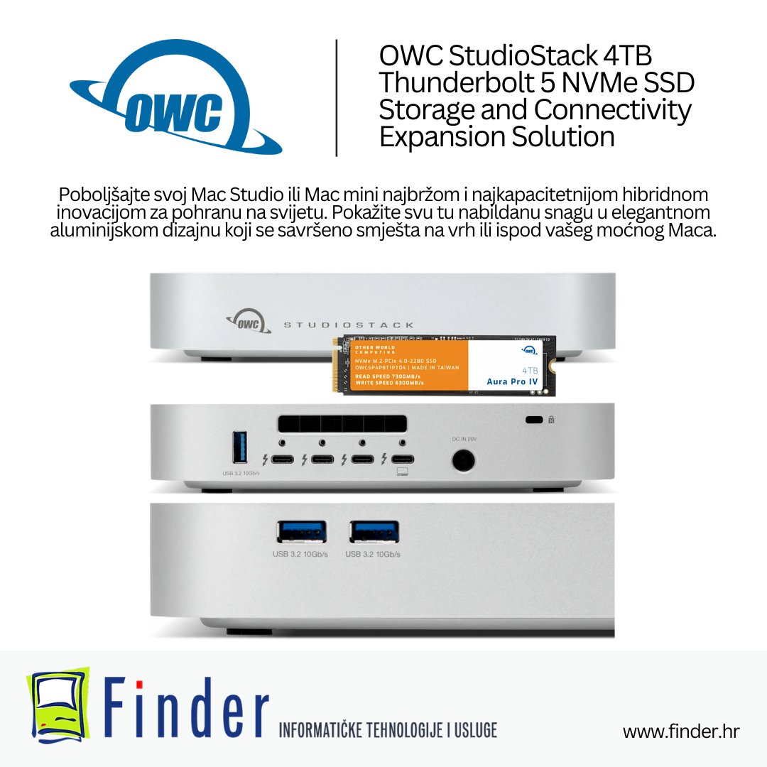 Finder_hr's tweet photo. OWC StudioStack 4TB Thunderbolt 5, NVMe SSD Storage and Connectivity Expansion Solution
Poboljšajte svoj Mac Studio ili Mac mini.
https://t.co/54rCNLPjXa
#owc #studiostack #ssdstorage #finder #finderowc #finderzagreb #finderhrvatska https://t.co/ub6vydYEZp