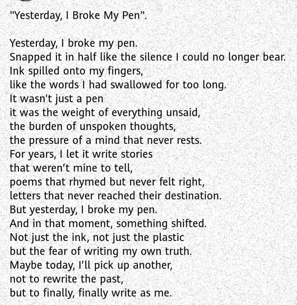 Ghostwrite04's tweet image. "Yesterday, I Broke My Pen."

#poetrycommunity #poet #POEMS #writers #writerscommunity