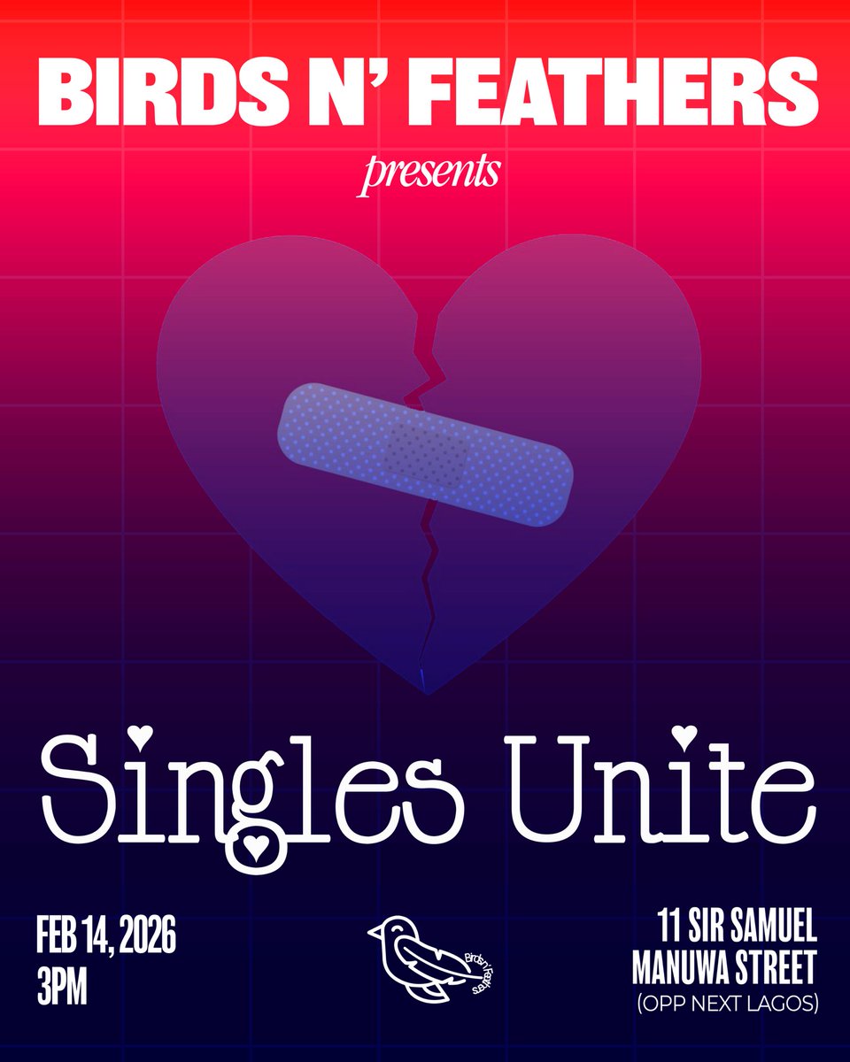 birdsnfeathers_'s tweet photo. @Hauwa_L Single people, come outside! Relationship people, keep scrolling 👀

Valentine’s Day doesn’t get to ruin your vibe. Come chill, laugh, and enjoy yourself with other single people. 

No dates, no drama, just good energy, music, games and fantastic vibes! 

https://t.co/sWUQLERLZU https://t.co/4oIM5k43S5