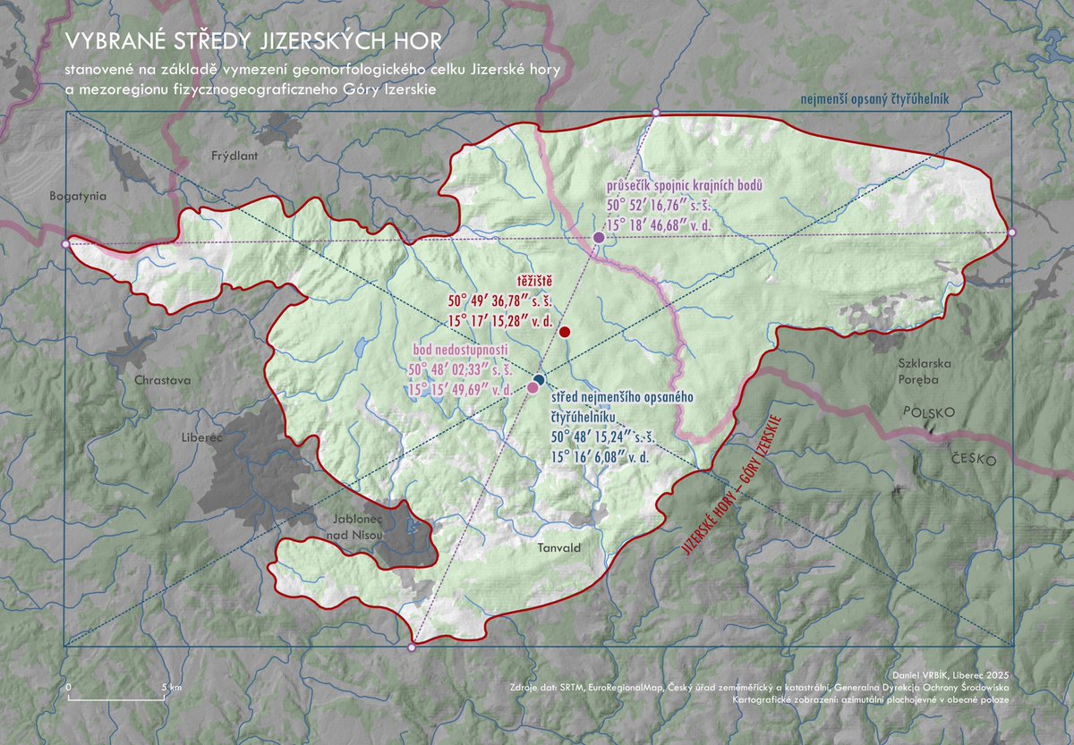 DanielVrbik's tweet photo. Where is the “center” of the Jizera Mountains?

This map explores several possible spatial definitions and shows how each leads to a slightly different result.

Prepared for the magazine. Inspired by an article in Geografické rozhledy (Bláha &amp; Dolejš, 2017).

#cartography #gis https://t.co/oPUxtvHIS1