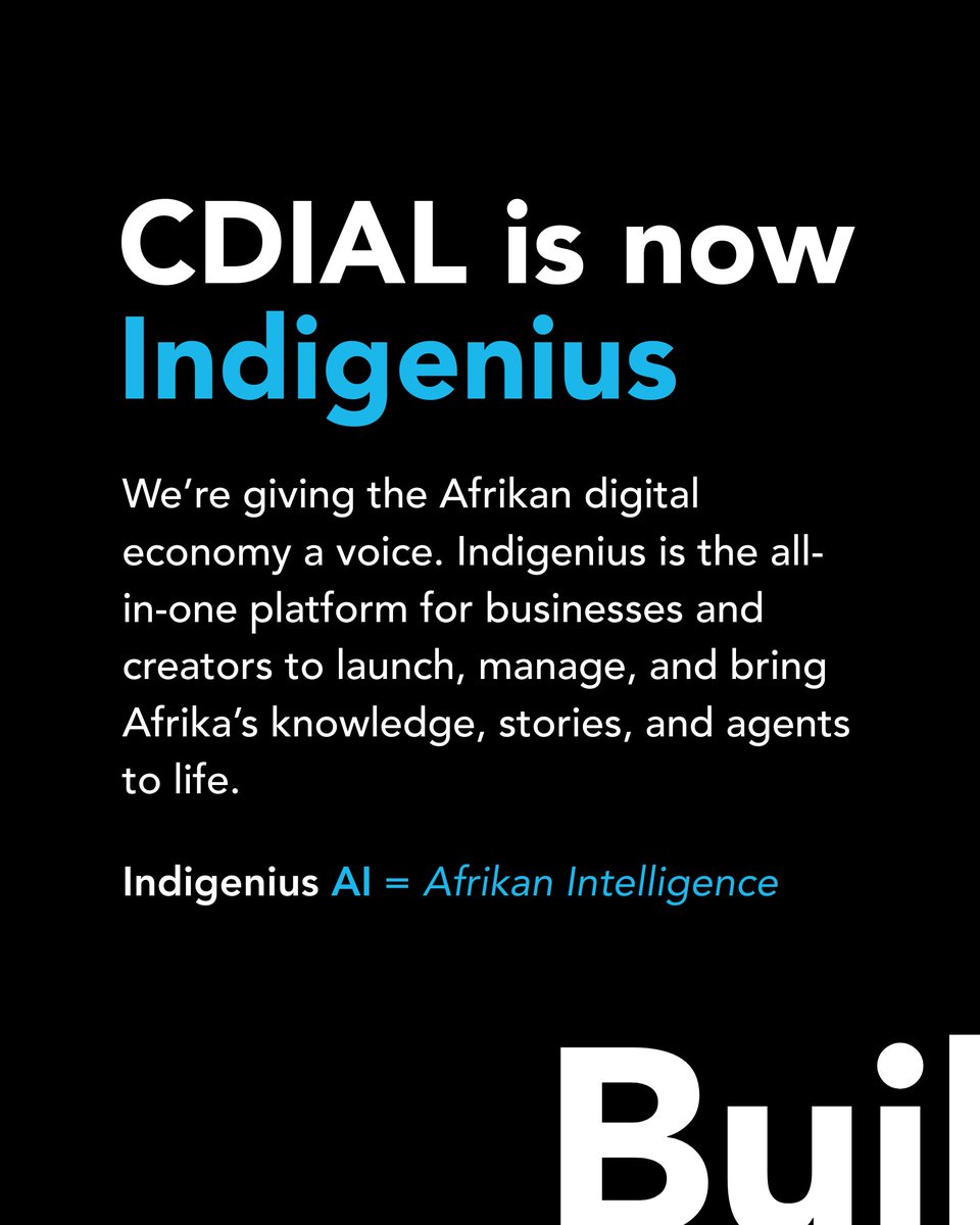 Indigenius_'s tweet image. CDIAL is now Indigenius.

We’re giving the Afrikan digital economy a voice.
Indigenius is the all-in-one platform for businesses and creators to launch, manage, and bring Afrika’s knowledge, stories, and agents to life.

Indigenius AI = Afrikan Intelligence

Built for Afrika.…