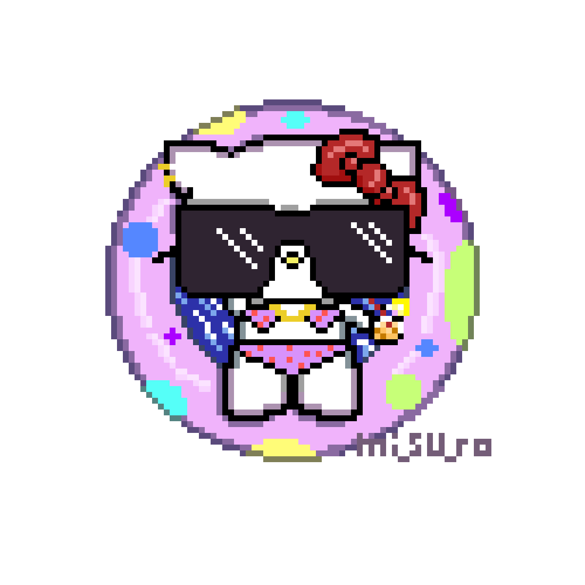 Mi_Su_Ra's tweet photo. My sixth pixel piece. A relaxed Kitty, chilling with a drink and her floatie.

#pixelart #HelloKitty #Pixel #SummerVibes https://t.co/LbsgAuBktZ