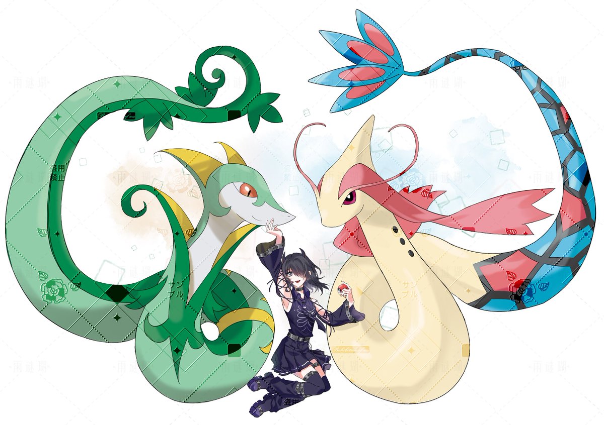 coralral233's tweet photo. #Pokemonoc 
#vgencomm 
pokemontrainer commission! client’s oc with Serperior and Milotic～
Open for comms!!
✨10 ％discount！✨
https://t.co/0khDWeAq2k https://t.co/lyw8dXQkjY