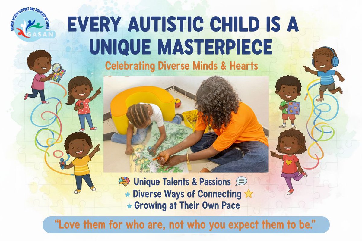 Gasangambia's tweet photo. As a new week begins, let love lead the way.
Autism is not a limitation, but a different way of experiencing the world  
one that deserves acceptance and celebration.
Every Autistic Child Is a Unique Masterpiece
Celebrating Diverse Minds &amp; Hearts https://t.co/SwjlqVOyuN
