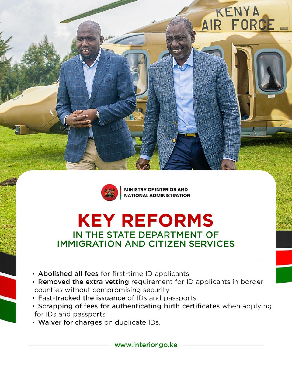 Some of the Key reforms in the State department of Immigration and Citizen Services Ministry of Interior and National Administration.