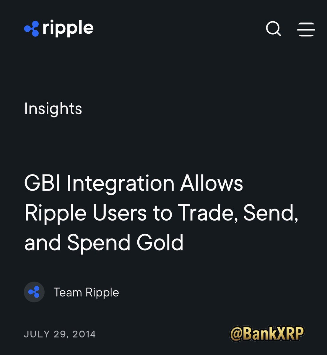 Gold has been Traded on XRP as a IOU since 2014. But what we want to see is  tokenized gold on the XRP ledger 🎯