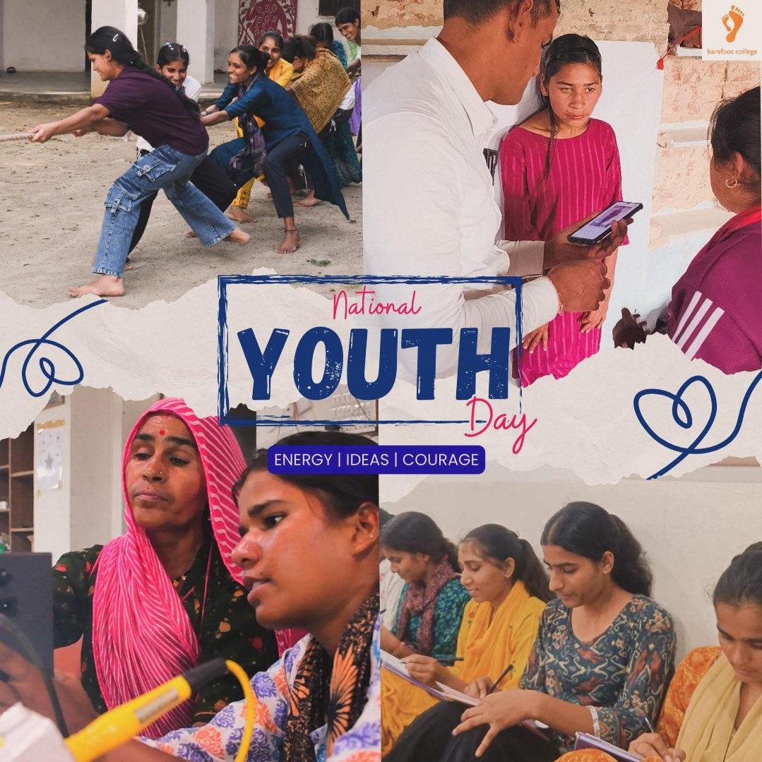 The strength of tomorrow lies in the hands of today’s youth.
Happy National Youth Day from Barefoot College Tilonia. 

#NationalYouthDay #YouthPower #BarefootCollegeTilonia #youthforchange #YouthLeadership
