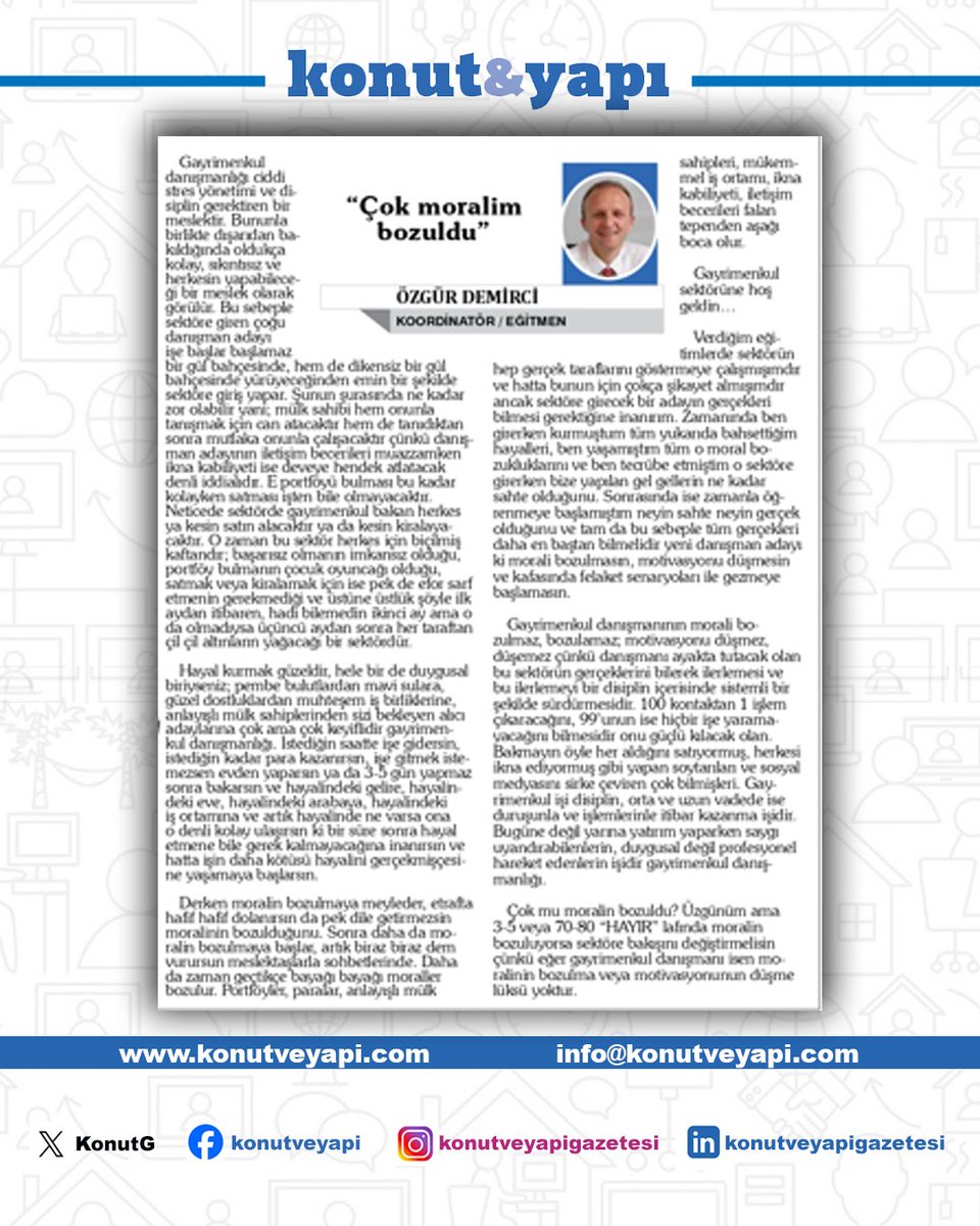 📌Gazetemizin köşe yazarlarından Özgür Demirci, bu sayıda "Çok moralim bozuldu" başlıklı yazısı ile güncel gelişmeleri değerlendirdi.