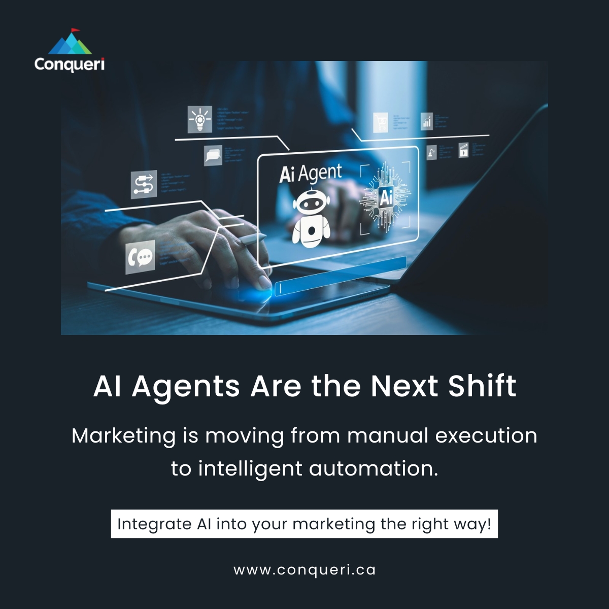 Conqueridigital's tweet image. #AI agents can analyze data, optimize campaigns, personalize journeys, and act on goals. But without the right strategy, automation creates noise, not growth.
At Conqueri Digital, we design AI-powered marketing systems guided by human insight, not #guesswork.

#aiautomation